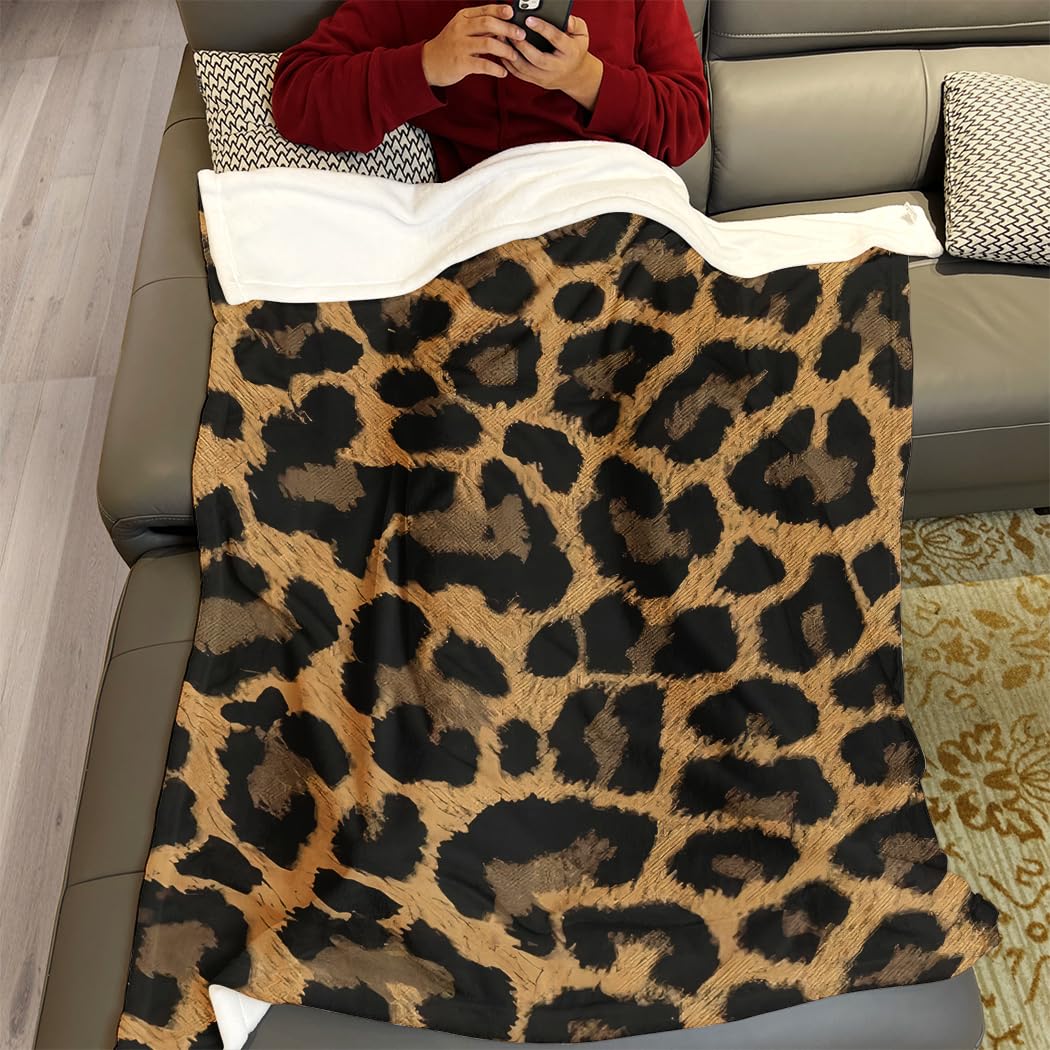 Rstick 60"x80" Classic Leopard Print Blanket - Soft Fleece Throw, Wild Style for Home Decor