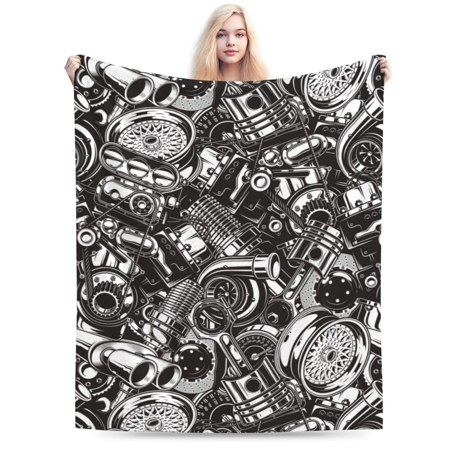 Automobile Car Parts Blankets for Mens Womens Boys Girls Gifts 60X50 Inches Ultra-Soft Warm Lightweight Bedding Throw for Bed, Sofa, Couch
