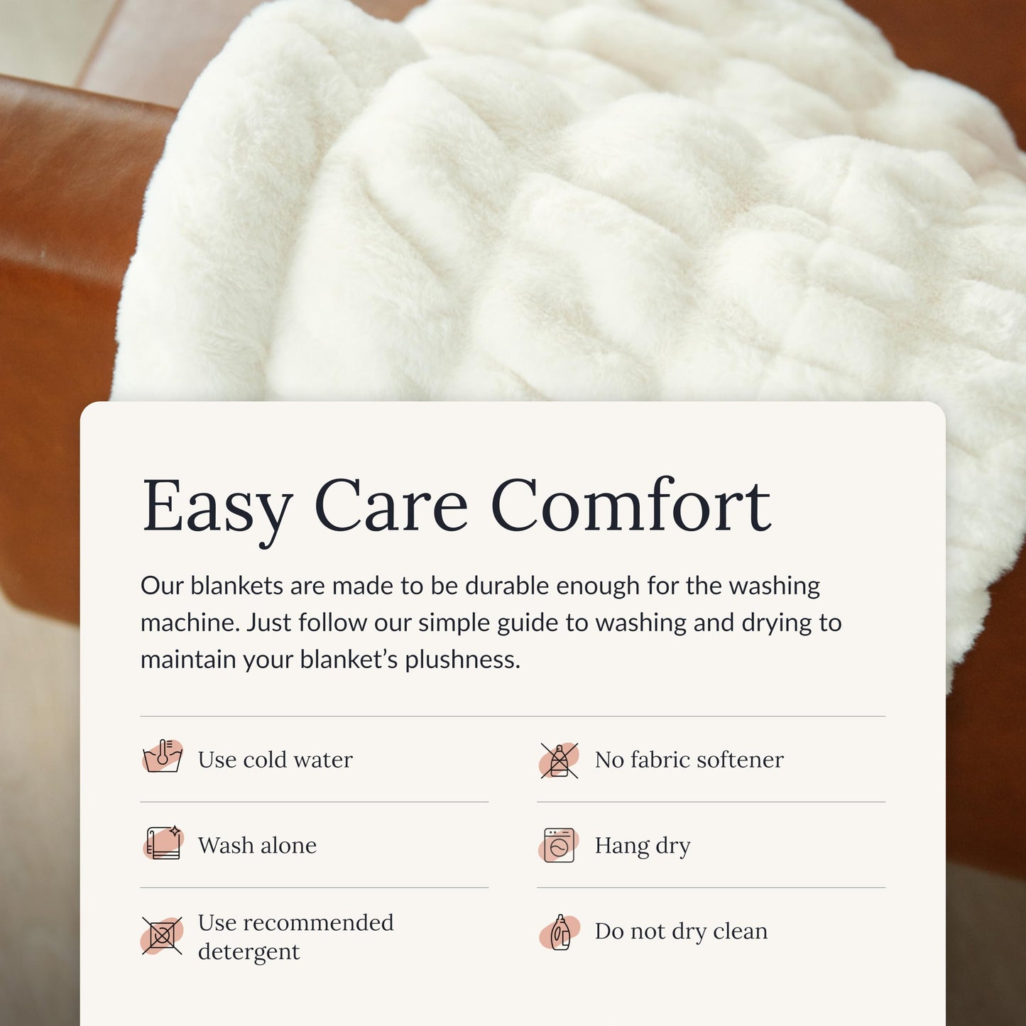 Minky Couture Hugs Blanket - Extra Plush Blanket for Premium Gifting - Stretchy Bubbled Cozy Throw - Silky Smooth - Durable & Machine-Washable - Travel-Friendly - Adult, Cream
