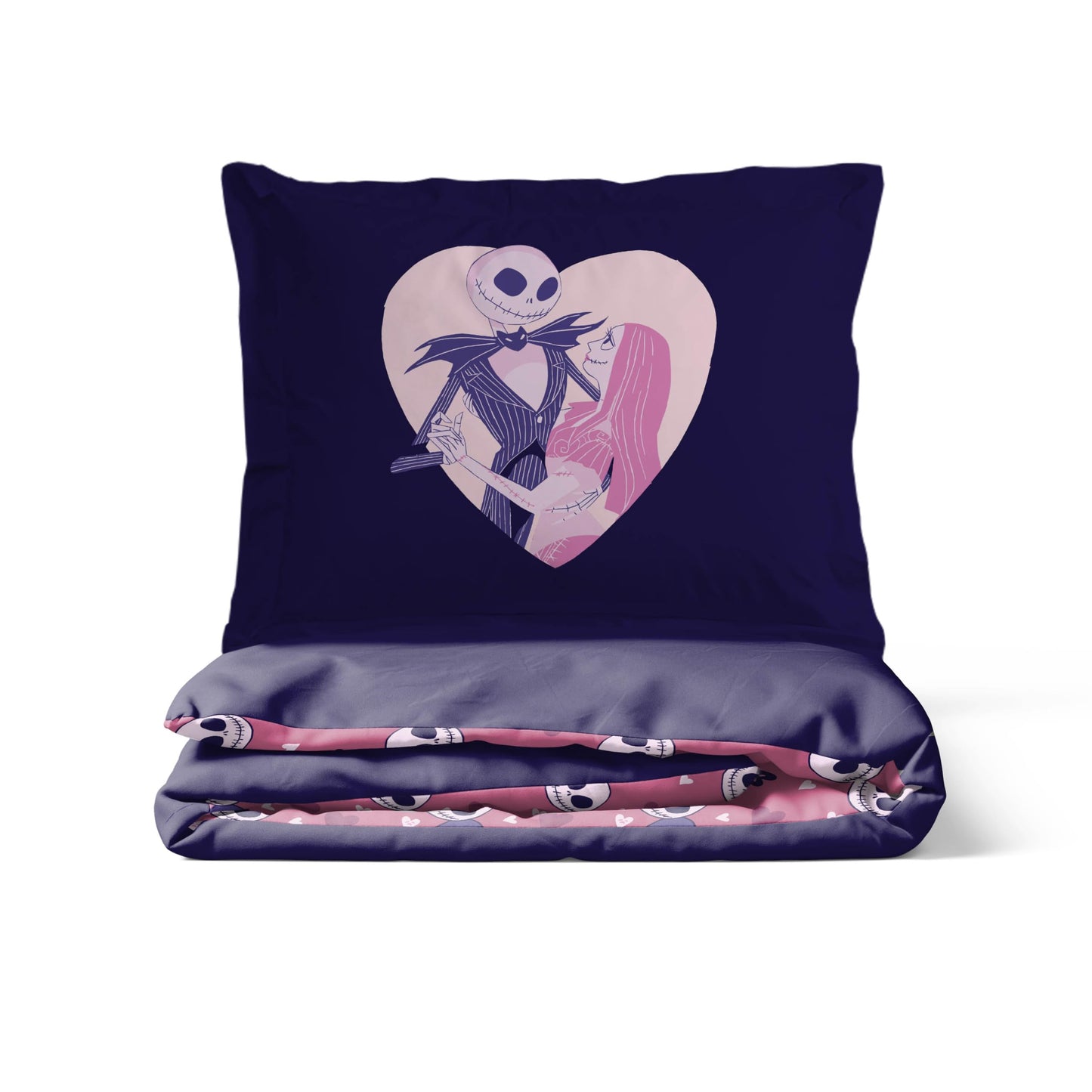 Jay Franco Duvet Cover Set – 2 Piece Comforter Cover and Sham Set, Super Soft Cozy Kids Bedding (Insert Not Included) Purple - Nightmare Before Christmas, Twin