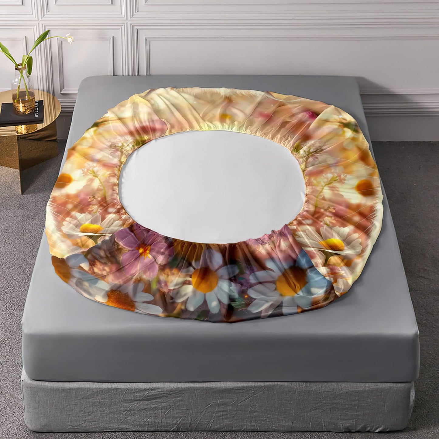 AILONEN Cute Hamster Fitted Sheet Set Twin Size, Flower Hamster Print Bedding Set for Kids Girls Teens,Pet Animal Theme Bed Sheet Set for Bedroom Decor,3 Pieces,1 Fitted Sheet and 2 Pillowcases