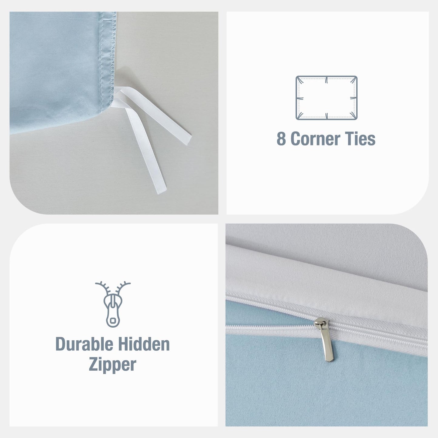 Lekesky Queen Duvet Cover Set, Tropical Blue Palm Pattern Duvet Cover Queen Size, 3 Pieces White Bedding Sets with Zipper, Ultra Soft Microfiber Reversible Floral Queen Size Comforter Cover