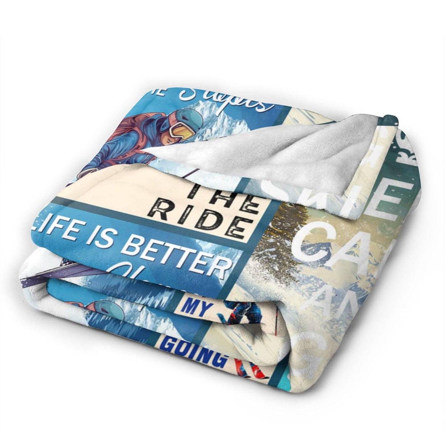 Dynova Skiing Blanket Cozy Plush Ski Lovers Throw Blankets Fuzzy Flannel Fleece Skiing Sports Gifts for Girls Boys Women Men 50"X40"