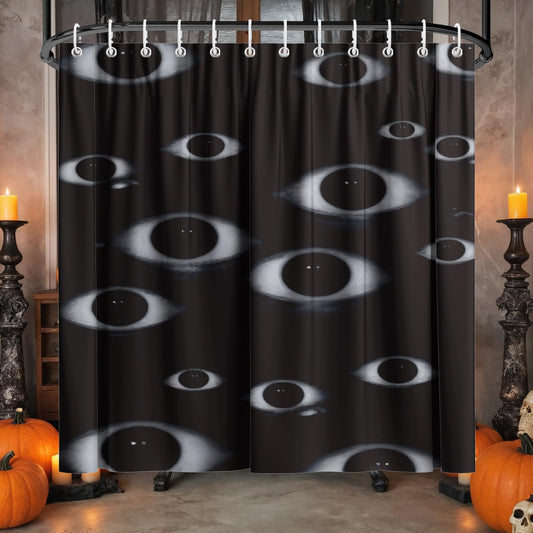 Horror Creepy Eyes Shower Curtain 72x72, Gothic Halloween Bathroom Decor