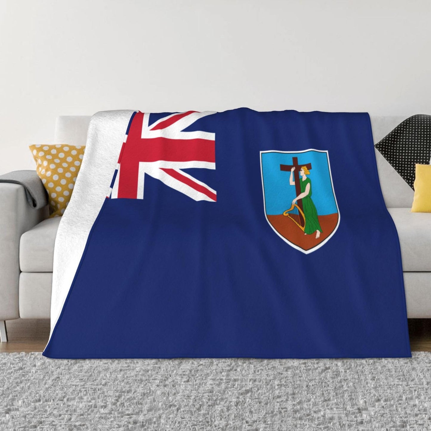 Montserrat Classic Flag Blanket Super Soft Flannel Blanket Comfy Couch Lightweight Blankets Warm Plush Throw Blankets for Couch, Bed, Sofa Cozy for All Seasons 80"X60"