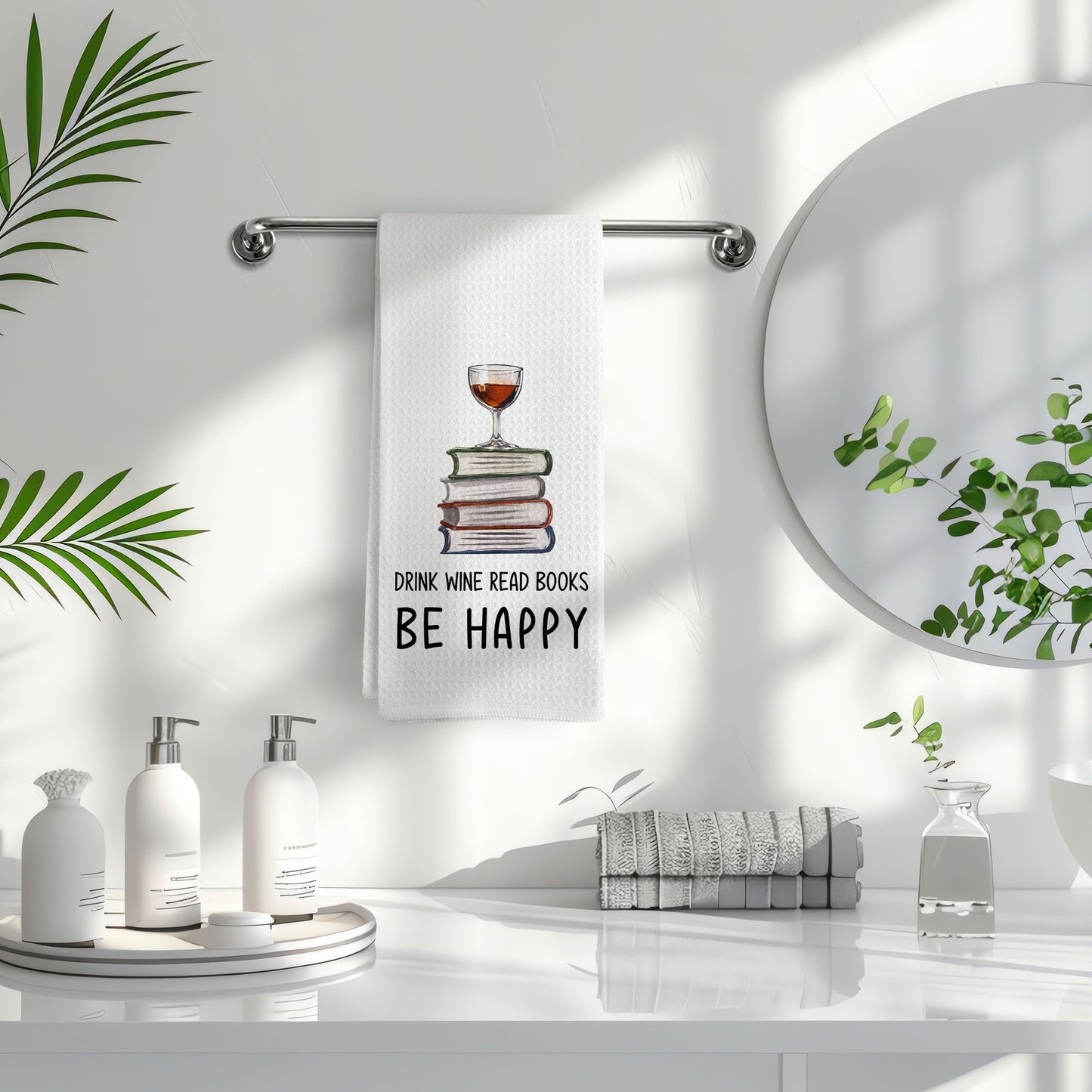 BitKAM Wine Lovers Kitchen Towels, Funny Wine Bar Decor Decorative Kitchen Towel, Hostess Gifts for Women, Wines Home Bar Cart Hand Dish Tea Towels for Bathroom Decor