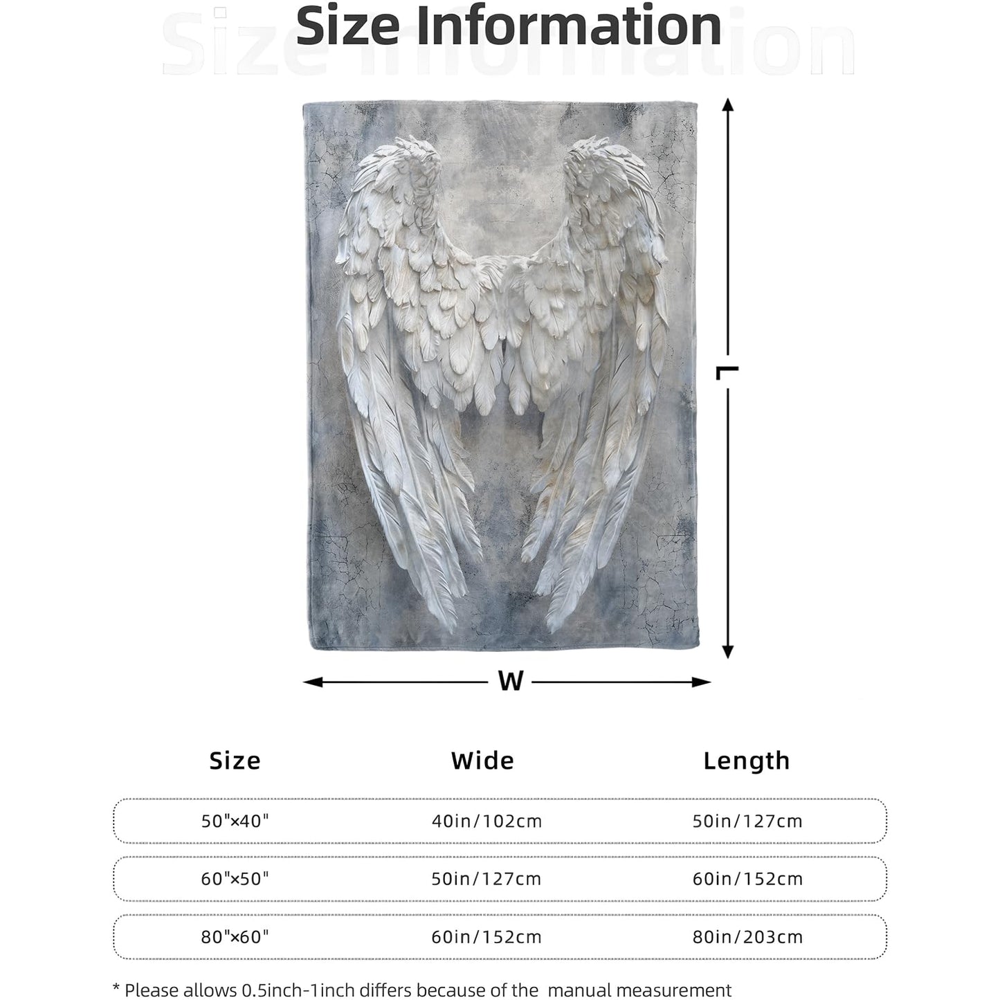 Heavenly Angel Wings Blanket 50x60 in, Flannel Throw Blankets for Travel Camping Sofa Living Room Decor, Lightweight Cozy Soft Fuzzy Gifts for Women Adults Kids