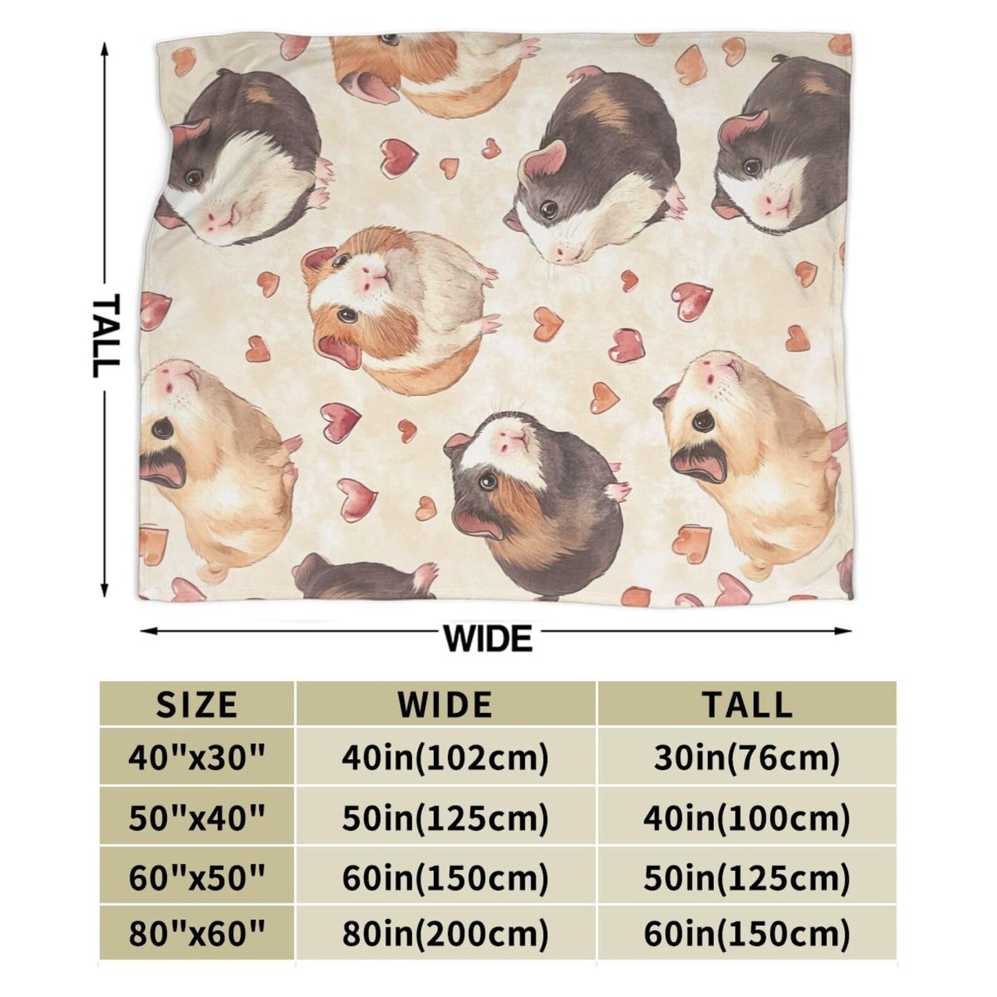 Cute Guinea Pig Throw Blanket Guinea Pig Pets Flannel Blankets Fuzzy Plush Super Soft Cozy Warm Decor Gifts for Boys Girls Kids Adults Men Women 40" x 50"