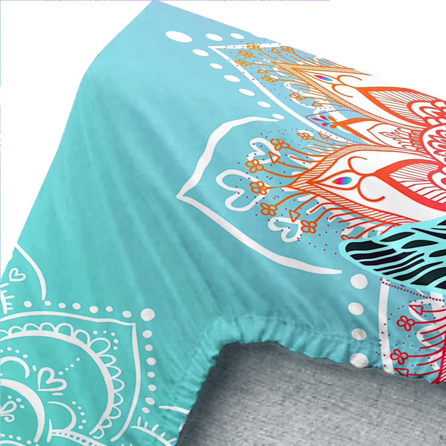 HOSIMA Sea Turtle Bedding,Coastal Beach Themed Fitted Sheet Set Queen Size for Kids Teen Girls Boys Room Decor,Mandala Turtle Fitted Sheet Set Twin Size,1 Fitted Sheet+2 Pillowcases.