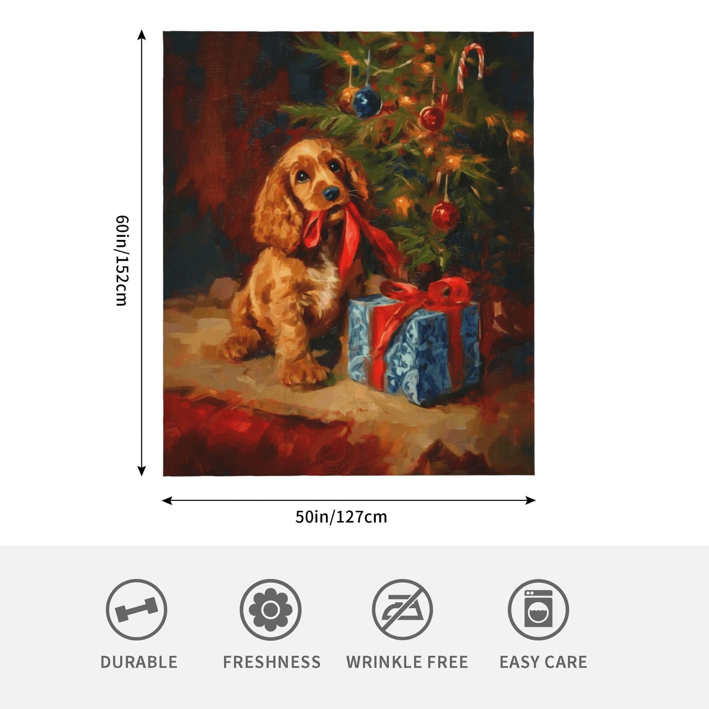 Christmas Dog Flannel Throw Blanket Soft Cozy Blanket for Living Room Couch Sofa Bed 50 x 60 Inches