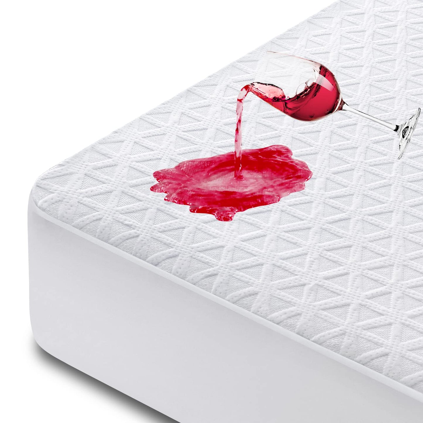 Premium Waterproof Mattress Protector Twin Size, Breathable Bed Cover 3D Air Fabric Cooling Mattress Pad Cover Smooth Soft Noiseless Washable, 8''-21'' Deep Pocket (White)