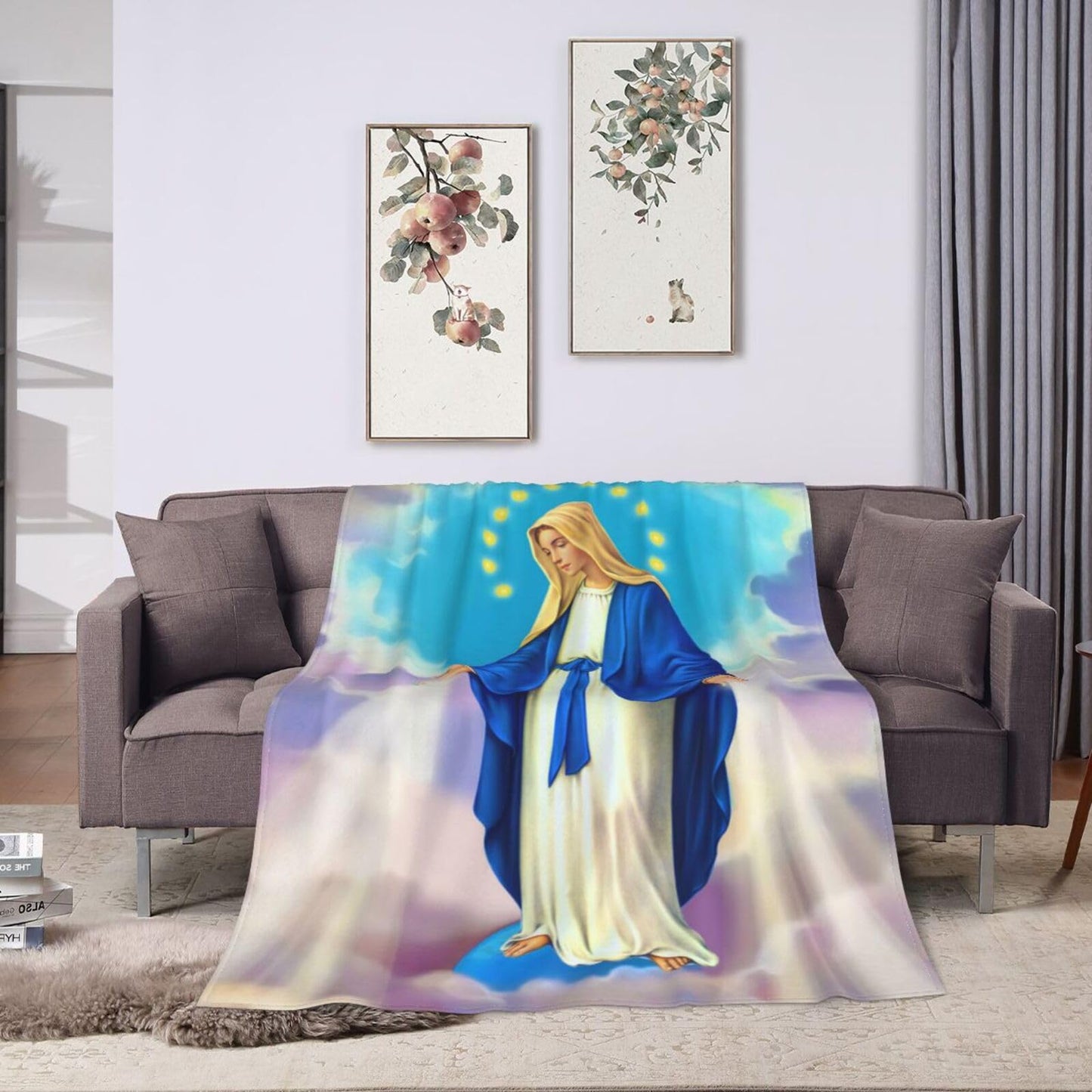 Religious Christian Gifts for Women Catholic Gifts Our Lady of Miraculous Medal Throw Blanket Ultra-Soft Micro Fleece Blanket Blanket for Bed Couch Living Room 50" x 40"