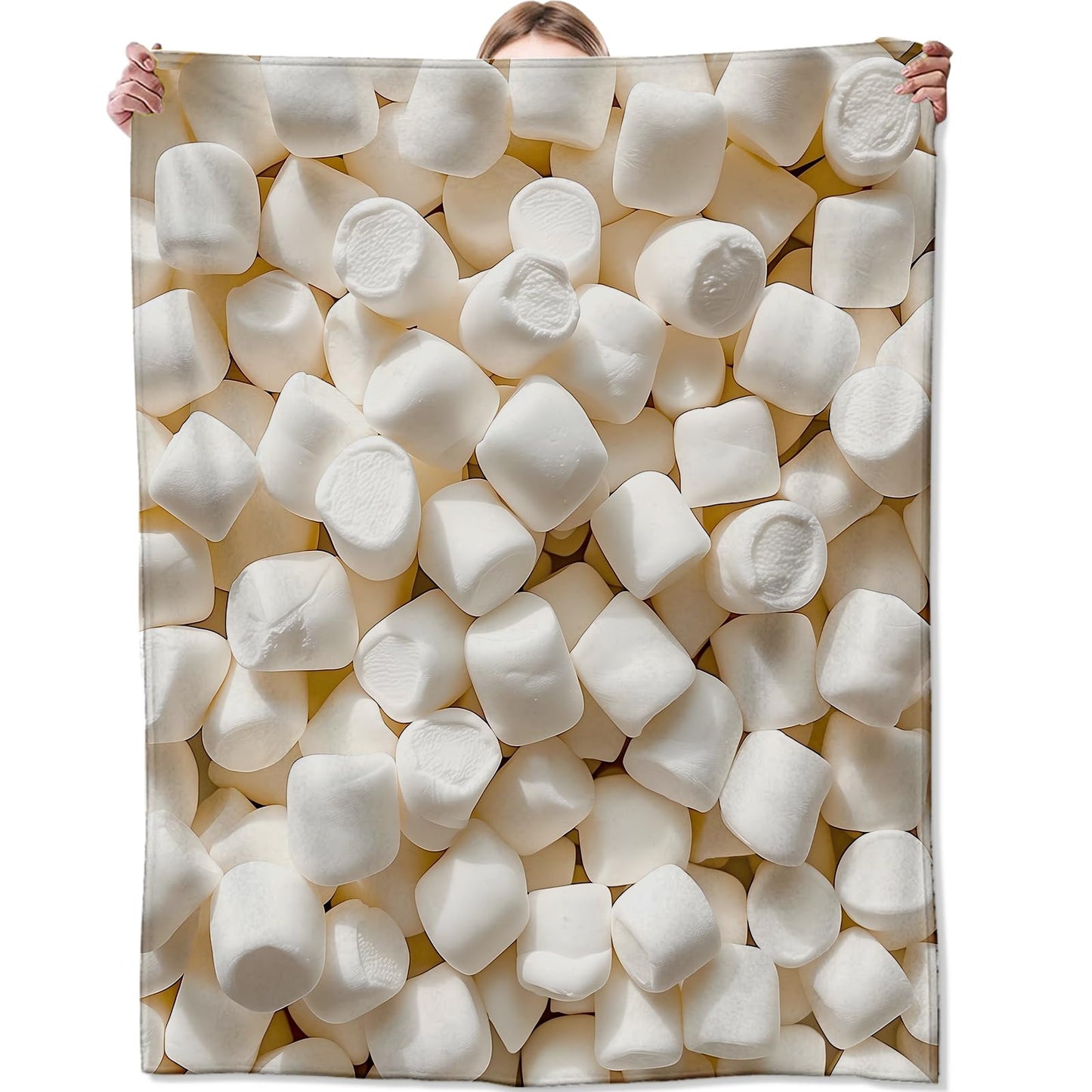 Zeleda Marshmallow Blanket,Gifts for Sweet Lovers,Lightweight Flannel Throw Blankets,Realistic White Dessert Throws Home Decor,for Couch Living Room Office,60x50inch