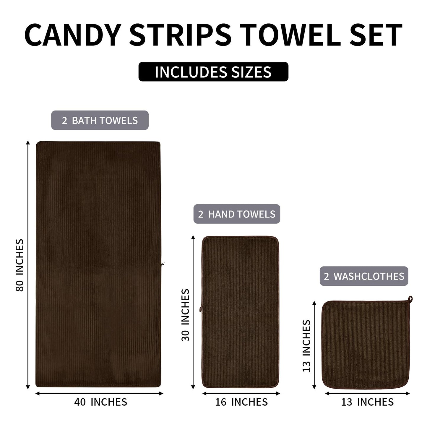 NALIVO Extra Large Bath Towel Set of 6 (40"x80"),Oversized Bath Sheet Super Soft Highly Absorbent Microfibers Quick Dry Luxury Shower Towel for Bathroom Spa Gym Hotel Yoga (Brown, 6Piece)