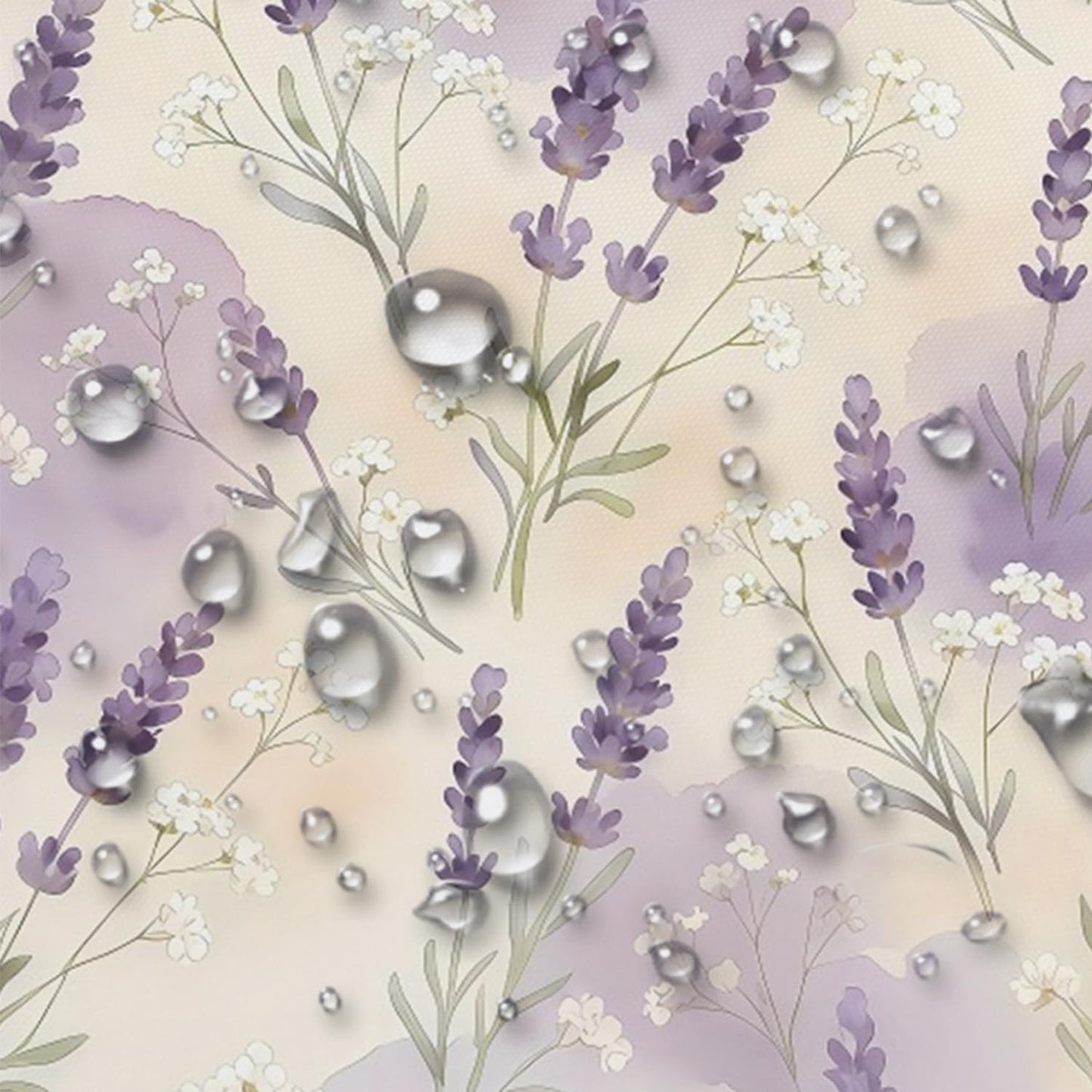 NAEMBCU Watercolor Lavender Shower Curtain with Snap in Liner 71 x 74 Inch