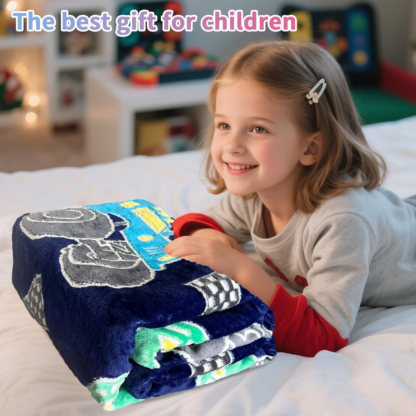 TEHALK Monster Truck Blanket for Boys/Girls/Kids/Toddler/Baby, Monster Truck Toys for Boys Age 3-12, Car Blanket for Birthday/Unique Gifts 40"x 60"