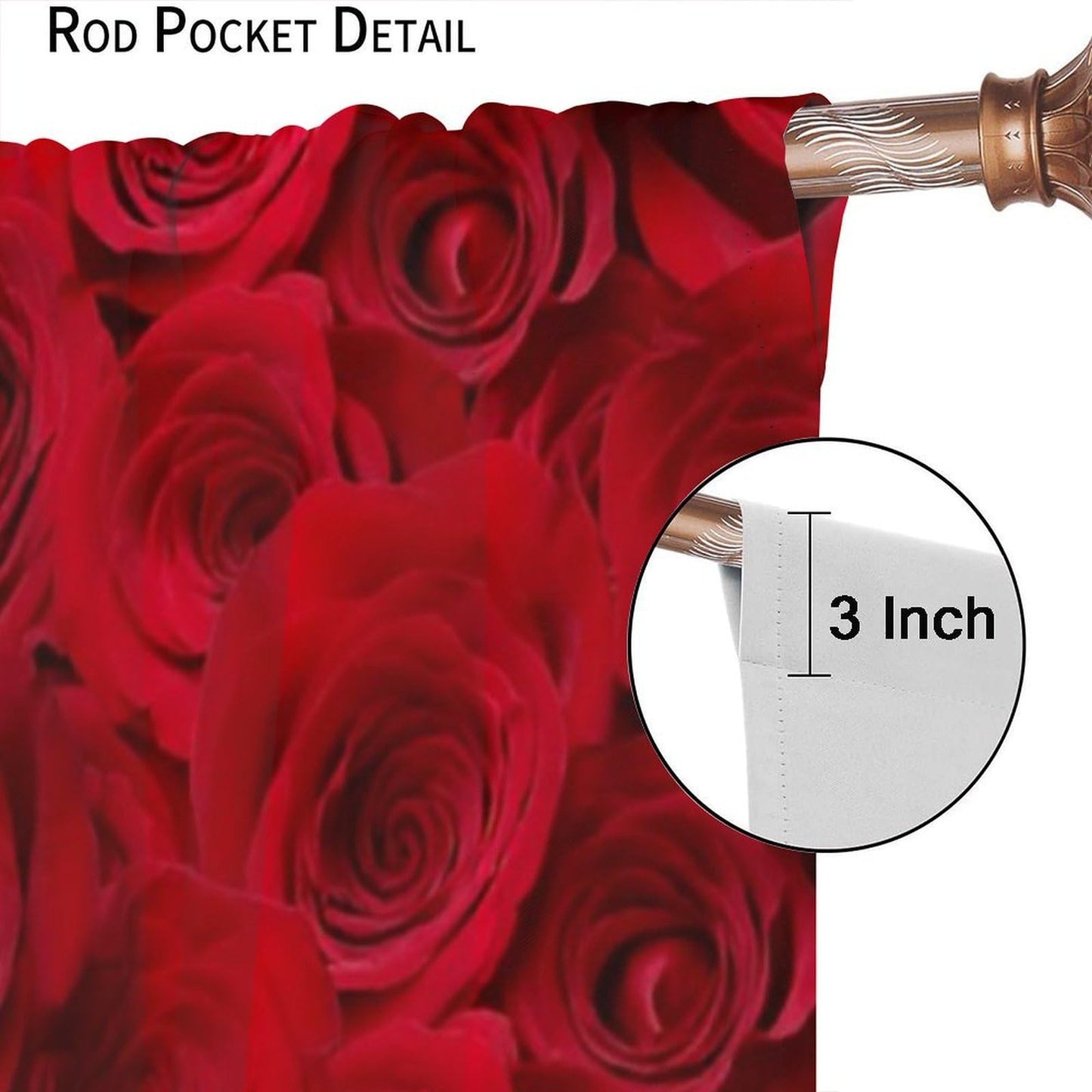 Nsbul Rose Flower Curtains, Romantic Timeless Luxury Floral Romantic Love Valentine Decor Window Drapes for Girls Women Bedroom Living Room Decoration, 42" W X 45" L (No Blackout)