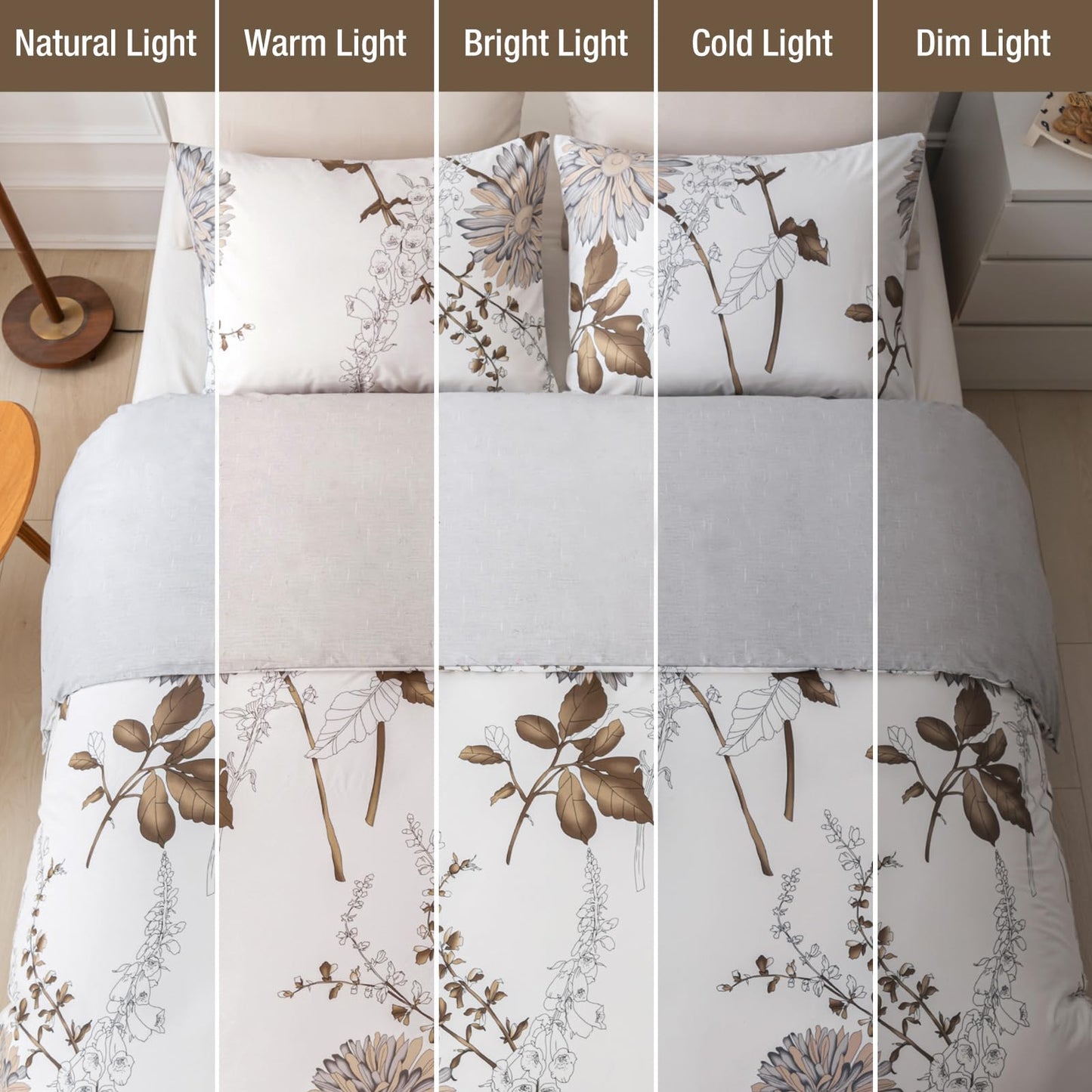 Lekesky Duvet Cover King Size, Reversible Dahlia Floral Duvet Cover Set, Soft Microfiber Off White Bedding Duvet Cover Sets with Zipper Closure (1 Duvet Cover 104"x90", 2 Pillowcases 20"x36")