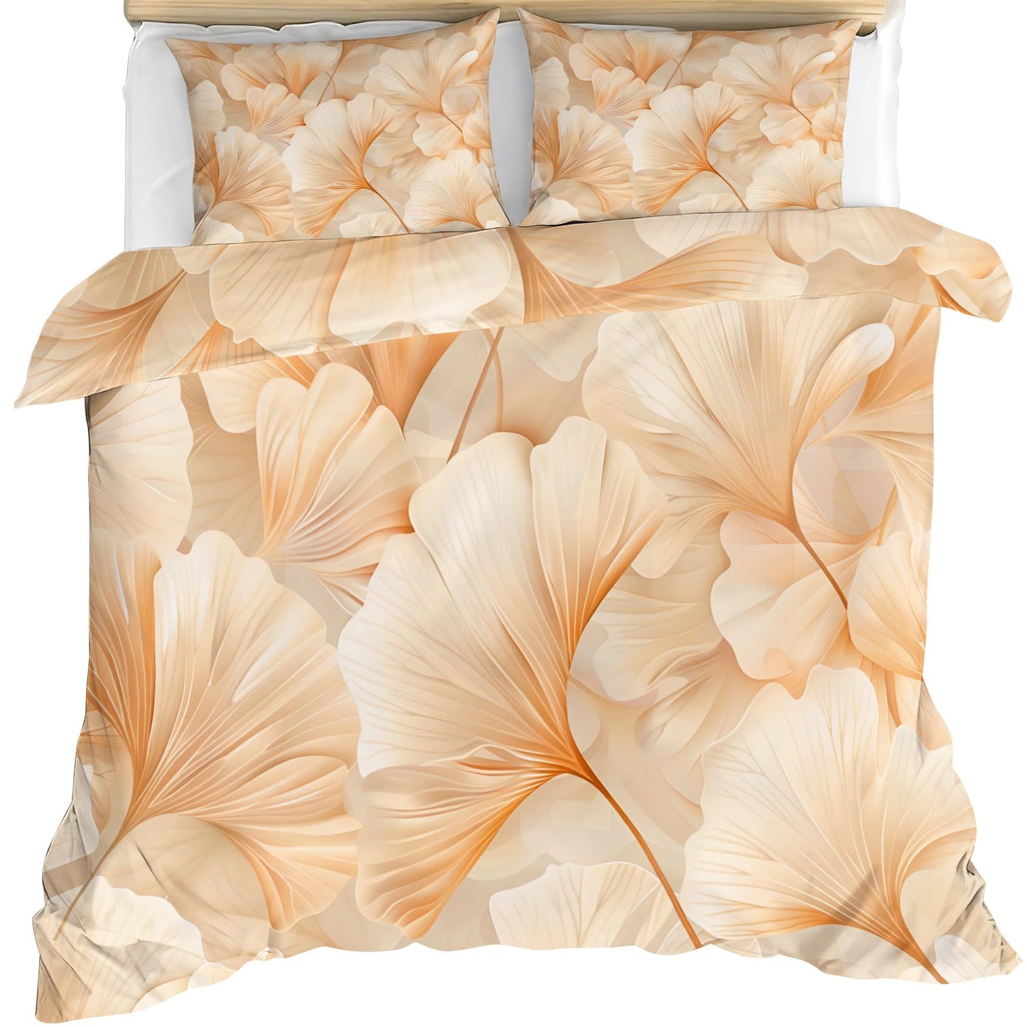 ZAMODE Leaf Duvet Cover Oversized King Size, Luxury Flowers Leaf Comforter Cover 120" x 98" & 2 Pillowcases, Modern Plant Bedding Set with Zipper Ties