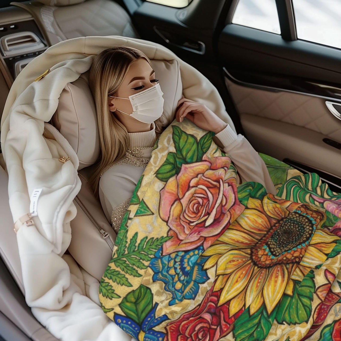 Gbuzozie Sunflowers Flowers Fleece Blanket Lightweight Ultra-Soft Botanic Floral Pattern Throw Blanket for Sofa Couch Bed Camping Travel - Super Soft Cozy Microfiber Blanket 50"X40"
