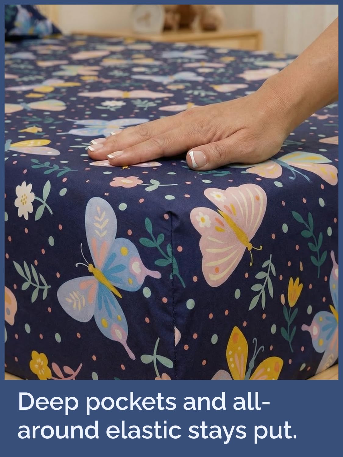 CGK Unlimited Kids Moonlit Butterflies Queen 4 Piece Sheet Set - Boys, Girls, Teens, Toddler - Easy Fit Deep Pockets - Soft, Cooling & Breathable Sheets - Cozy, Fade & Wrinkle Free - Machine Washable