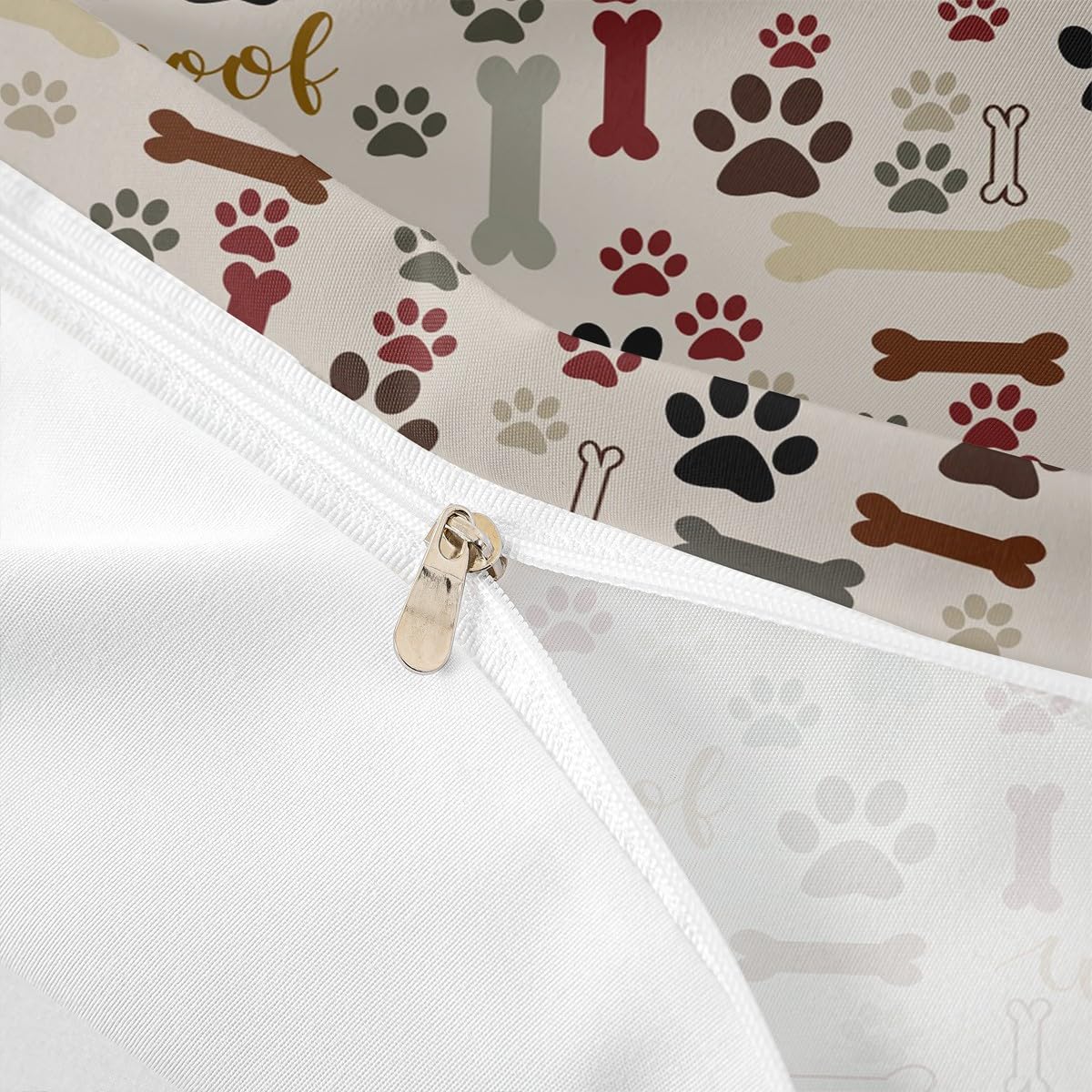 Dog Paw Print Duvet Cover Set King Size,Bone Pattern Bedding Set 3pcs for Kids Teens Girls Boys Room Decor, Pet Animal Comforter Cover Cartoon Quilt Cover with 2 Pillowcases
