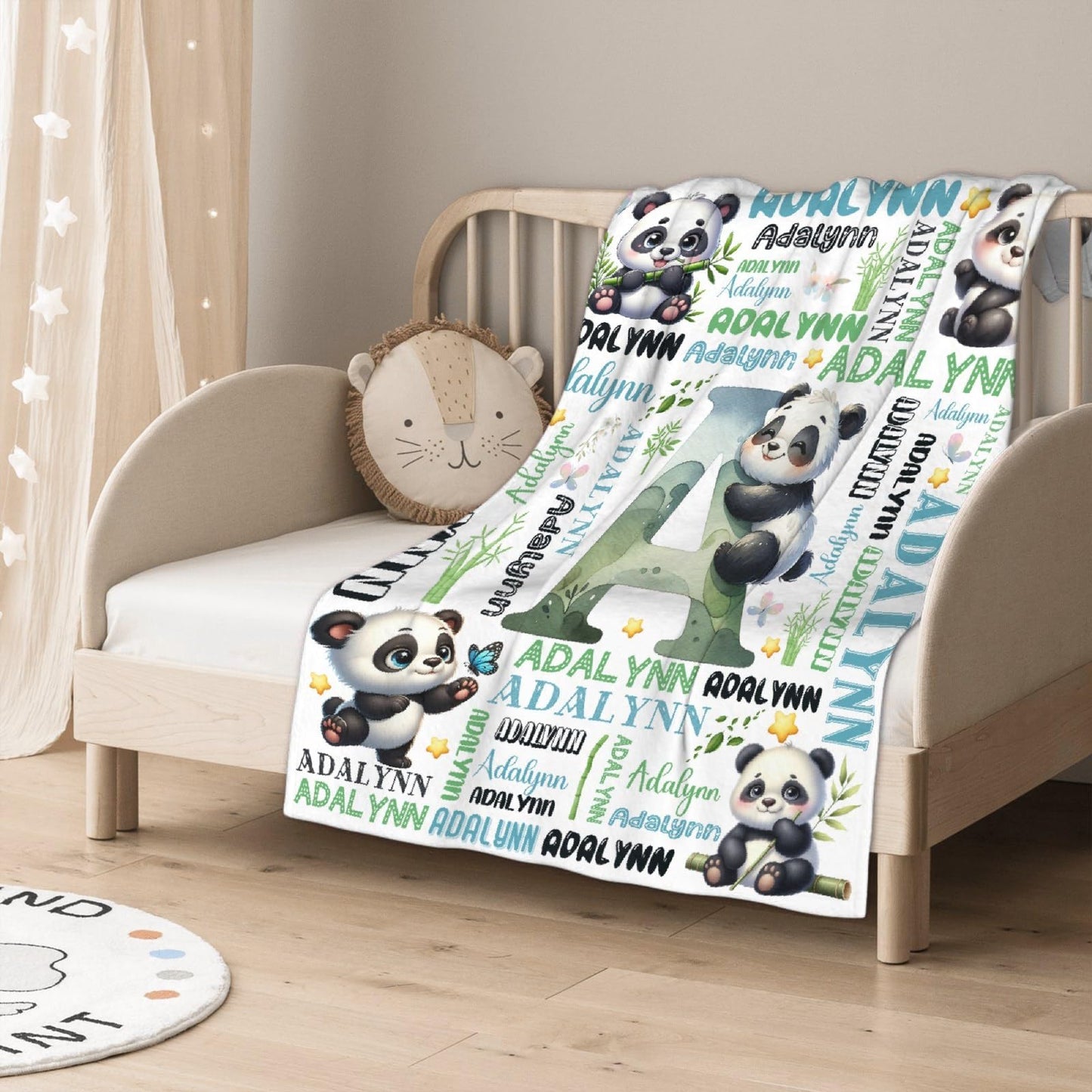 Custom Panda Blanket,Personalized Panda Gifts,Soft Flannel Throw for Bed Sofa,Lightweight,40 x 30in