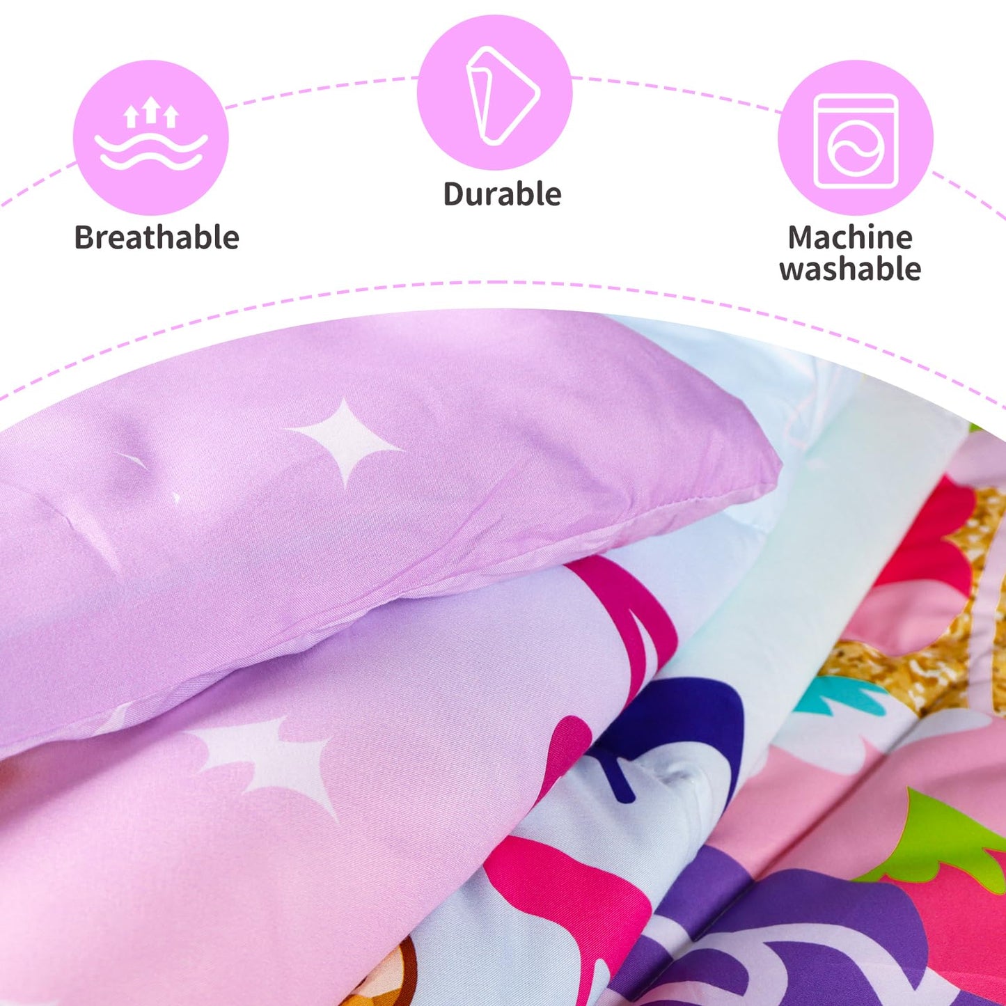 Mfmiudole Unicorn Twin Bedding Sets for Girls, 6 Piece Bed in a Bag, 3D Unicorn Comforter Set for Girls & Boys with Comforter Sheets, Pillowcases & Shams, Lightweight, Breathable, Easy Care