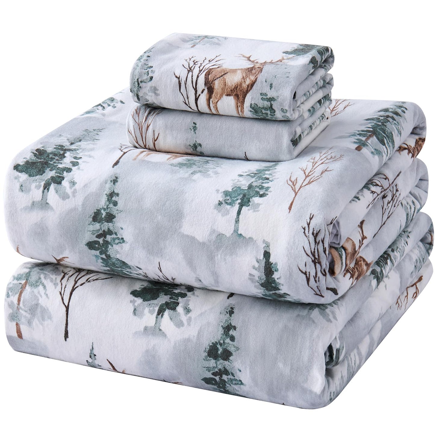 LANYETON 100% Cotton Flannel Sheets, Ultra Soft Cozy Warm Bed Sheets Set for All Season, 16" Deep Pocket, 3PC, Twin