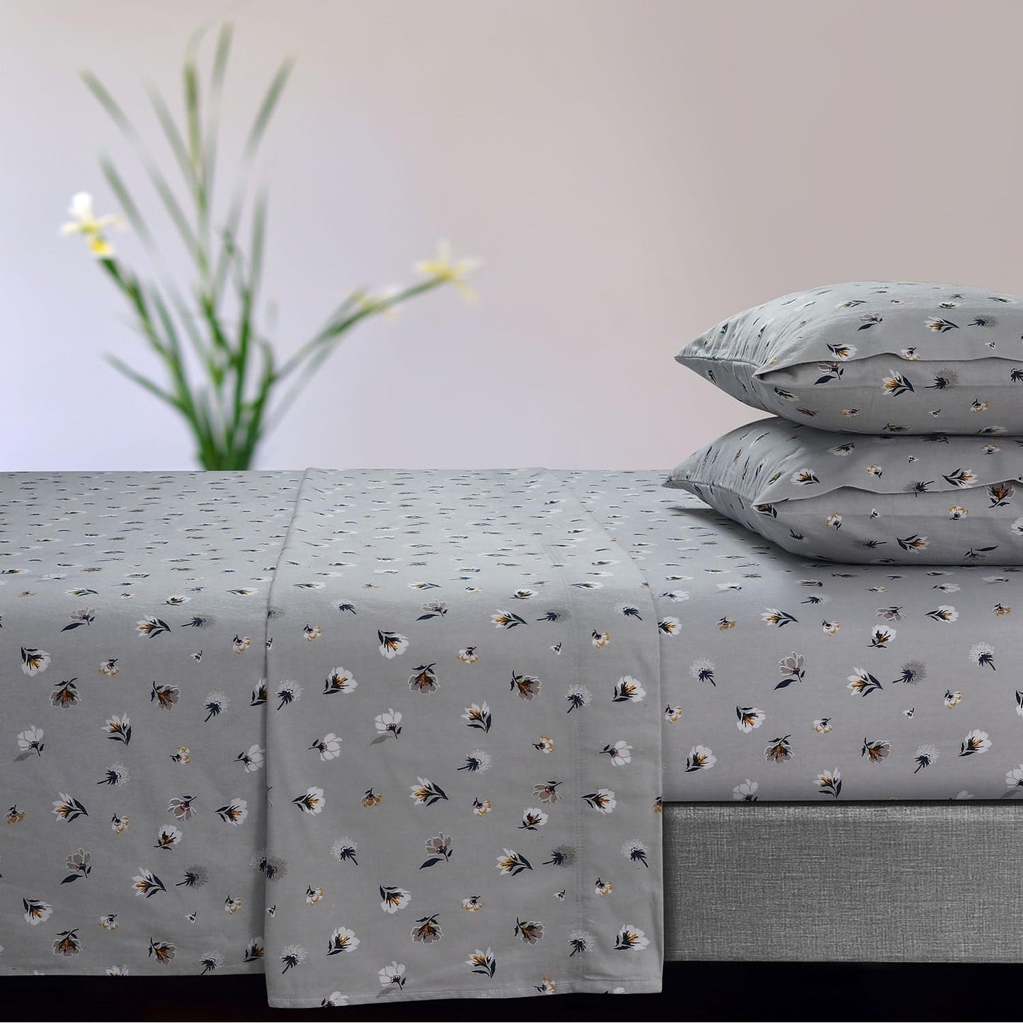Ayana Flannel Sheet Set Grey Queen