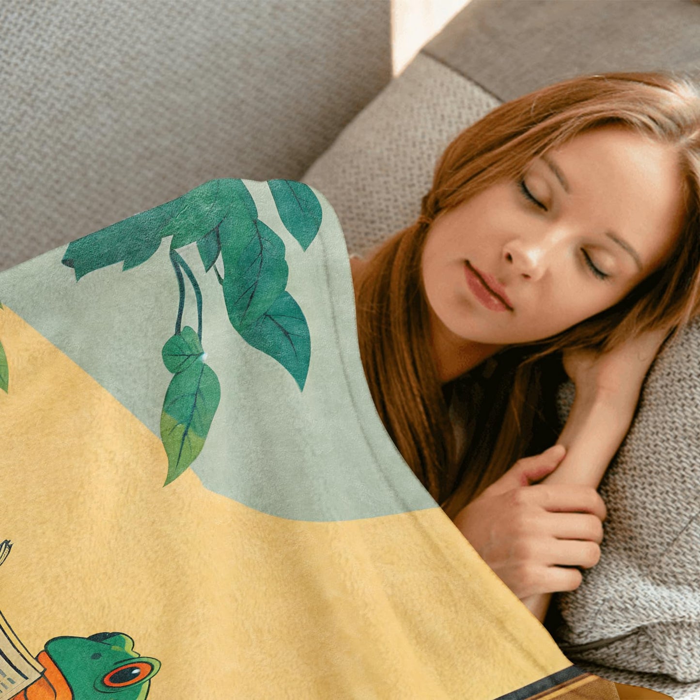 MIEPOS Funny Frog Newspaper Blanket Soft Lightweight, Retro Humor Style Flannel Throw Blankets for Couch Sofa Camping Office Travel Home Bedroom Decor, Women and Reading Lovers Gifts 60"X50"