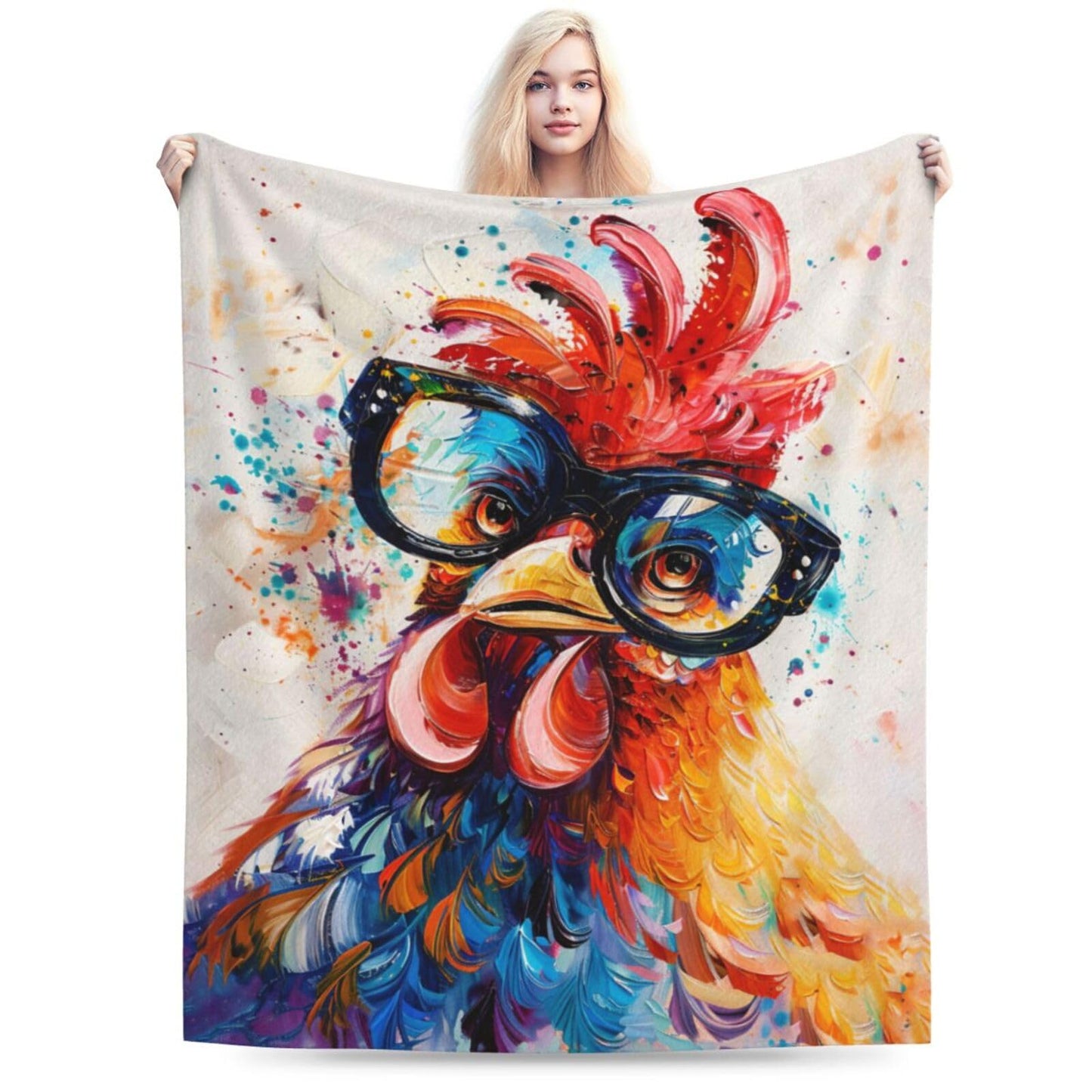 Chicken Blanket Rooster Throw Blanket Soft Warm Cozy Fuzzy Plush Roosters Throw Blanket Gifts for Girls Women Chicken Lightweight Fleece Flannel Gift Blankets for Kids Adults 40"X50"