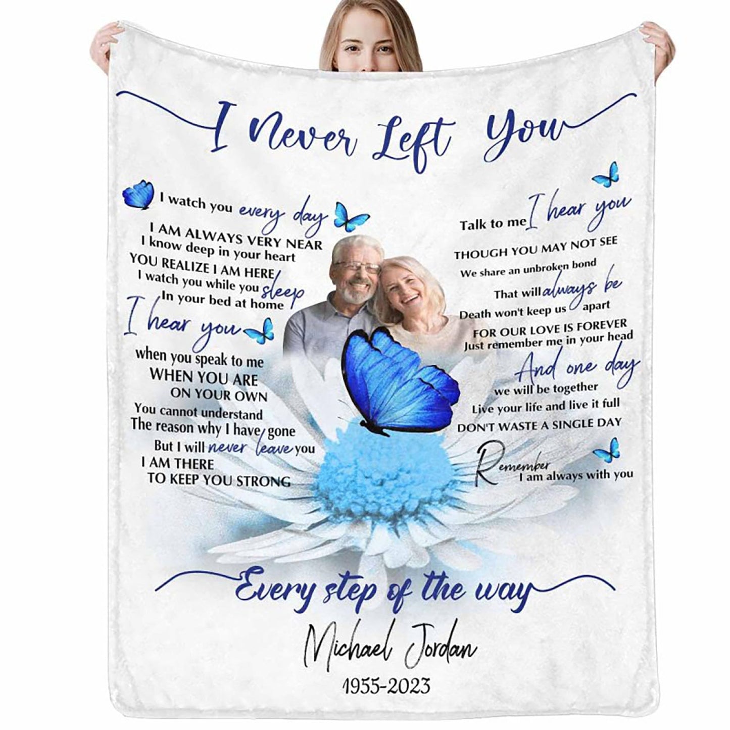D-Story Custom Memorial Blanket with Photos in Loving Memory for Loved Ones Lost: Made in USA, Personalized Picture Sympathy Remembrance Grief Gift Funeral for Daughter Son Father Mother Brothers
