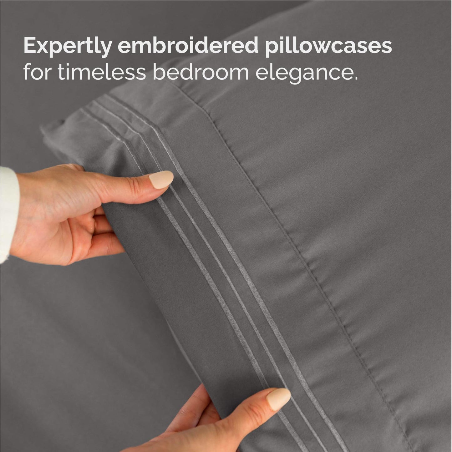 Full Size 4 Piece Sheet Set - Comfy Breathable & Cooling Sheets - Hotel Luxury Bed Sheets for Women & Men - Deep Pockets, Easy-Fit, Extra Soft & Wrinkle Free Sheets - Dark Grey Oeko-Tex Bed Sheet Set