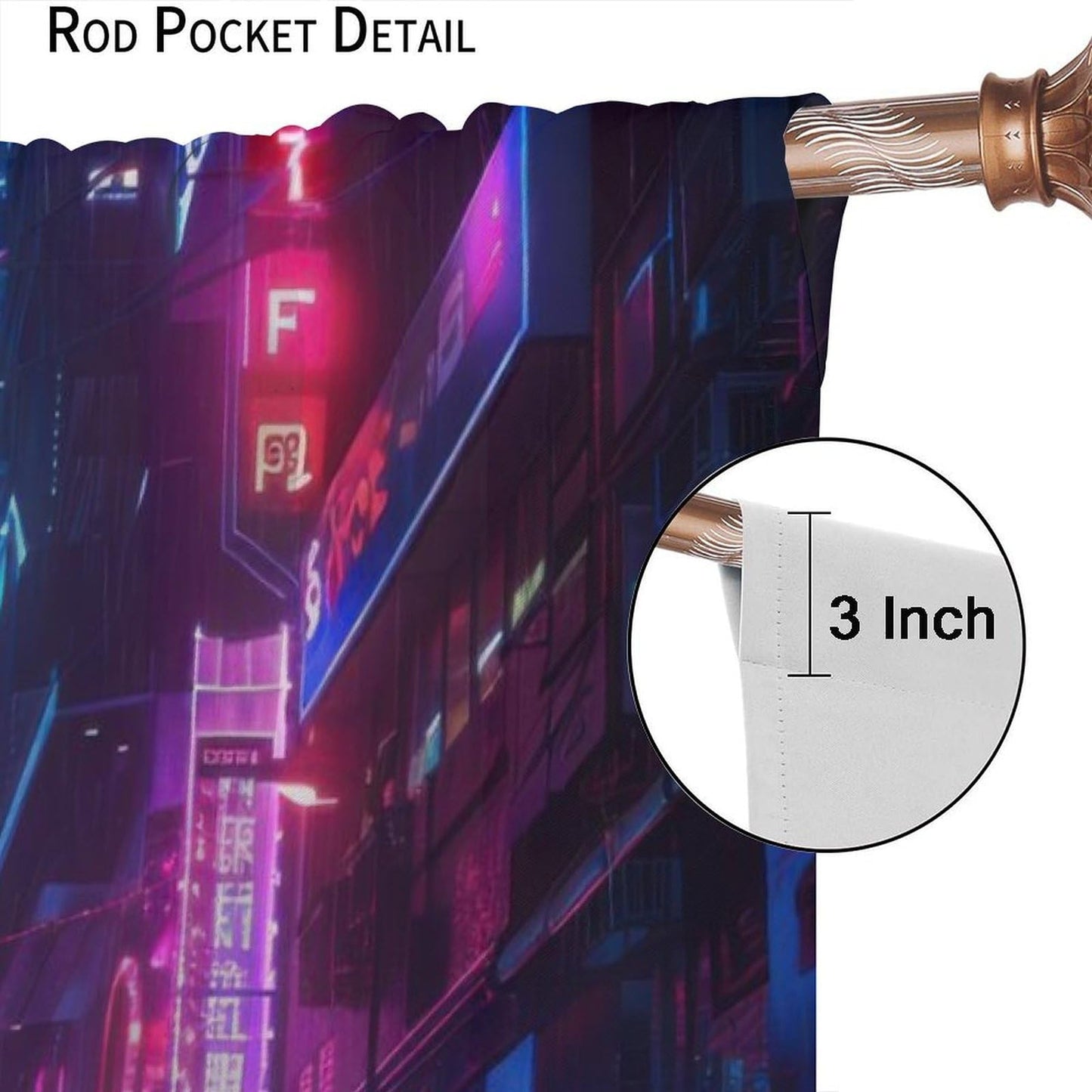 VUMIVI Cyberpunk Cityscape Curtains Neon Futuristic Urban Landscape Window Treatments for Gaming Room Sci-Fi Bedroom Tech Expo 42" W X 44.5" L