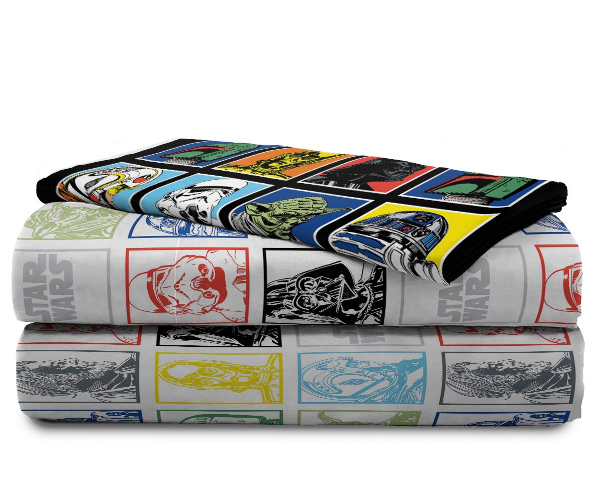 Jay Franco Kids Sheet Set with Fitted, Flat Sheets & Pillow Cover - Ultra-Soft Bedding with Pillowcase for Room Decor, Multi - Star Wars, 4 Piece Full