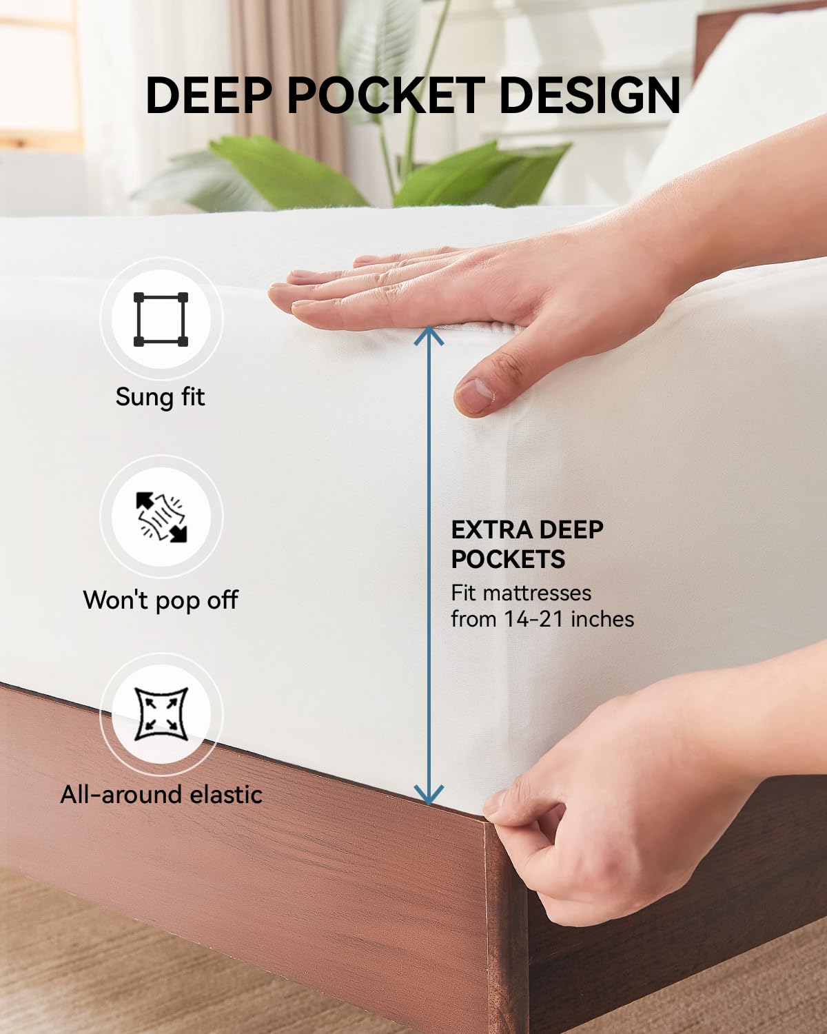 Kmall King Size Cooling Waterproof Mattress Protector Pad Cover, Breathable Fitted Sheet Style Deep Pocket-Noiseless,Vinyl,PVC Free,Waterproof Bed Matress Cover Washable for Home, Bedroom, Hotel