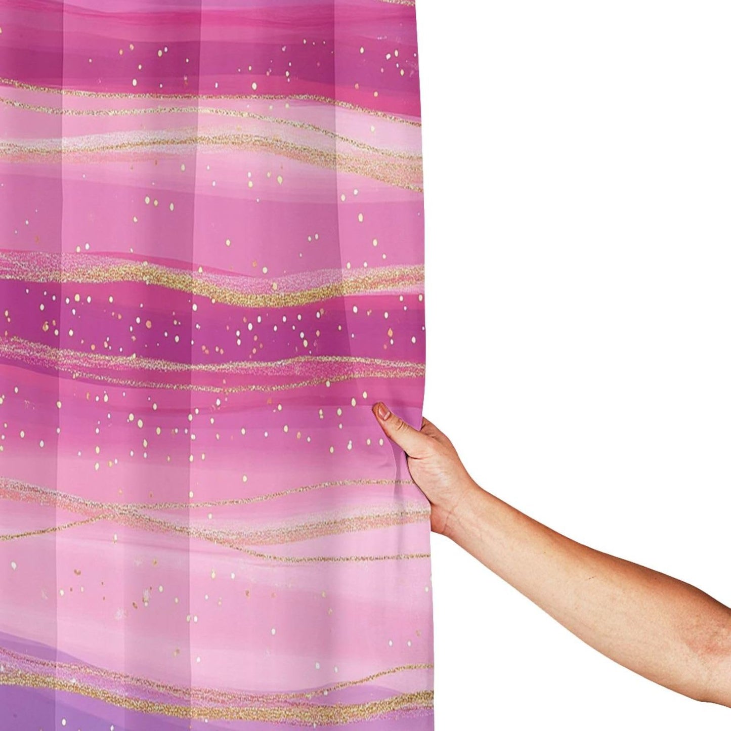 HSYOYO Pink Purple Glitter Shower Curtains for Bathroom Waterproof Shower Curtain Set with 12 Plastic Hooks Washable Bathroom Curtain Modern Bathroom Decor 72" W x 72" L