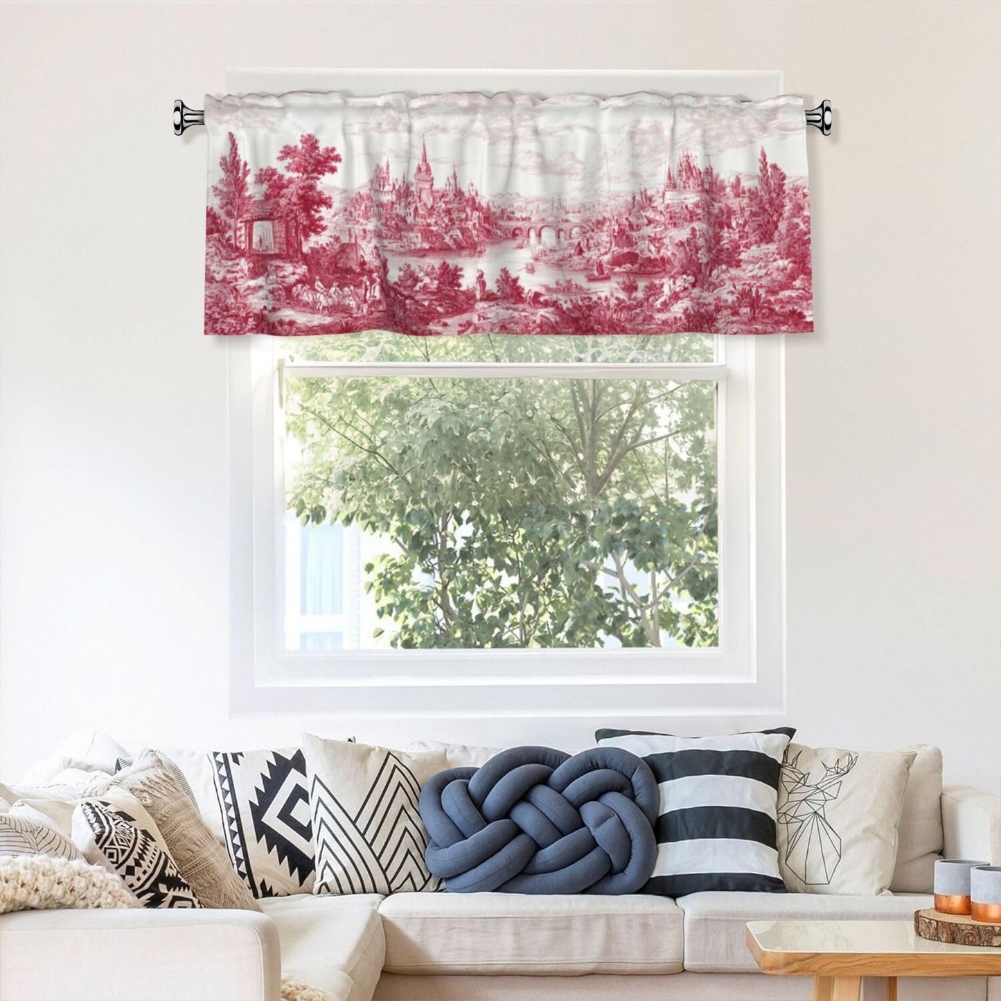 Ecixzyo French Country Valance Curtain Window Valance Treatment Decor Small Window Curtains for Bedroom Kitchen Bathroom Living Room 1 Panel 54x18in
