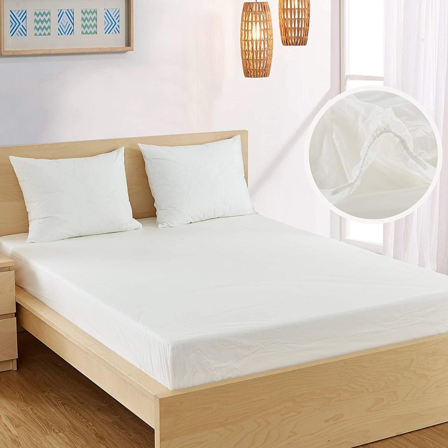 Bargoose Home Textiles, Inc. | Fitted Waterproof Twin XL Mattress Cover | Vinyl Bed Protector | Guards Against Liquids and More | White (9" Deep)