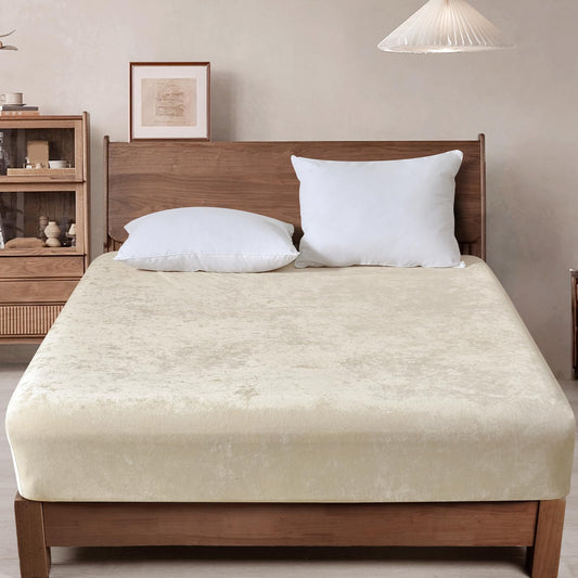 PHF Truly Velvet Fitted Sheet Only Full Size, Luxury Super Soft Cozy Fuzzy Fleece Bottom Sheet, Deep Pocket Up to 16",Strenghth Elastic Band, Suitable for Fall Winter Spring, No Pillowcases, Sand