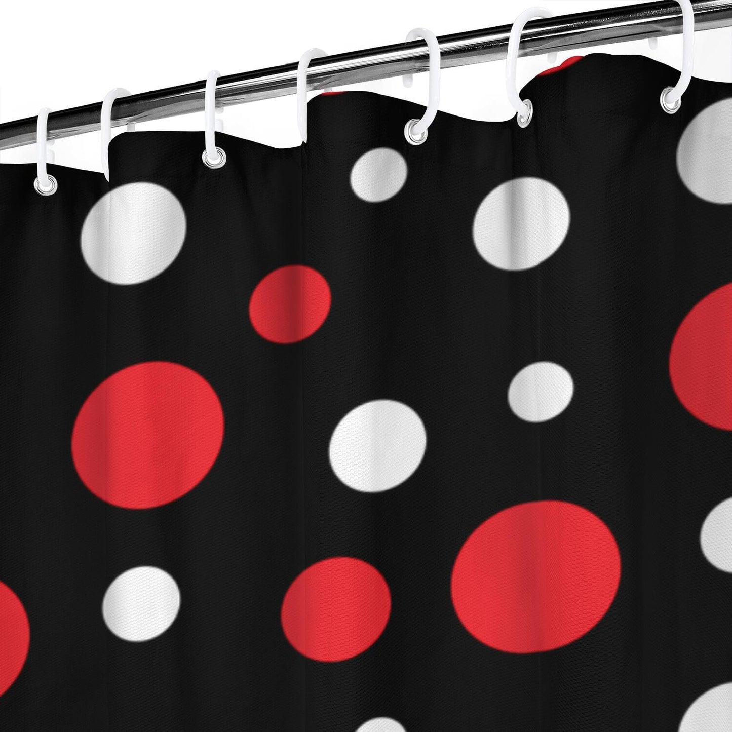 72x72 Inch Shower Curtain Home Decor Polka Dot Bath Curtain Sets Gift for Bathroom Accessories Great for Showers Bathtubs (Black bg red White dot)
