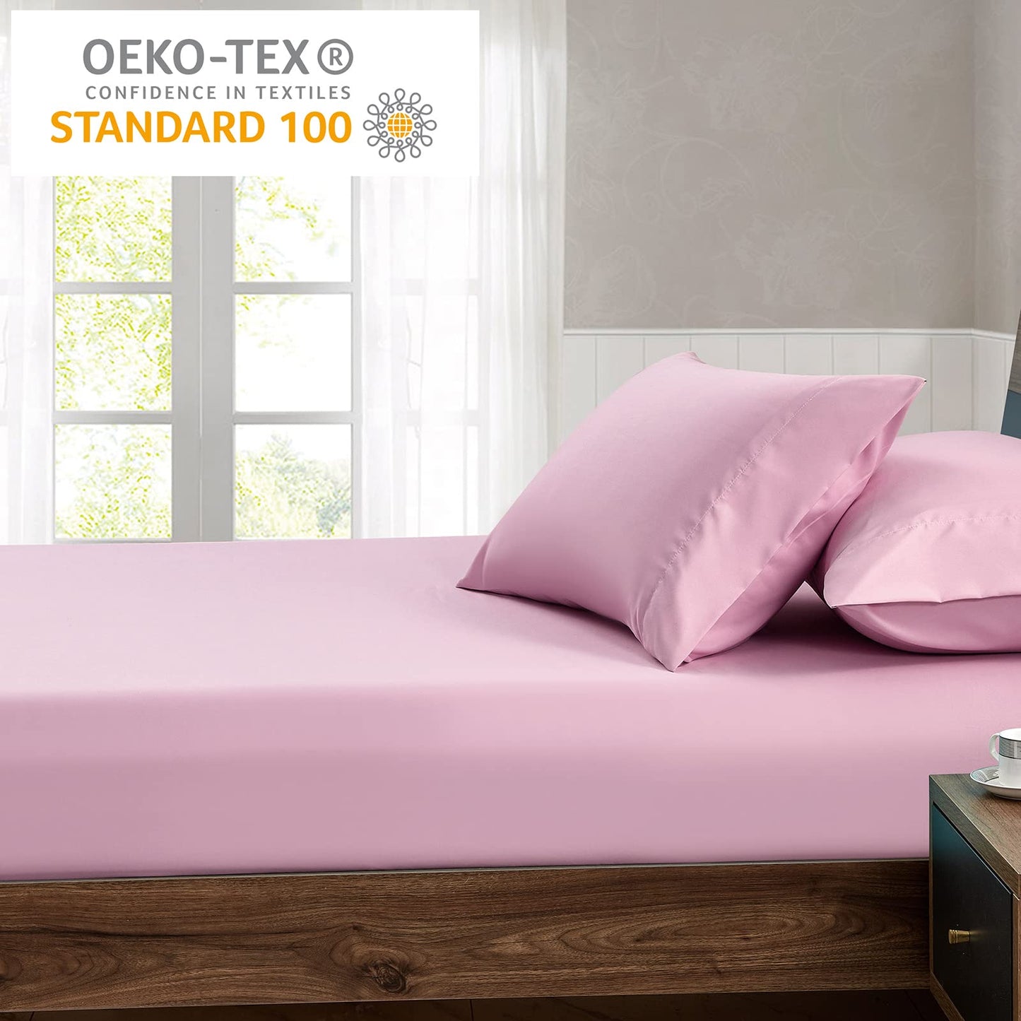 FreshCulture Queen Fitted Sheet - Hotel Quality, Ultra Soft & Breathable Brushed Microfiber, Deep Pocket, Cooling Fitted Sheets for Queen Size Bed (Dusty Pink)