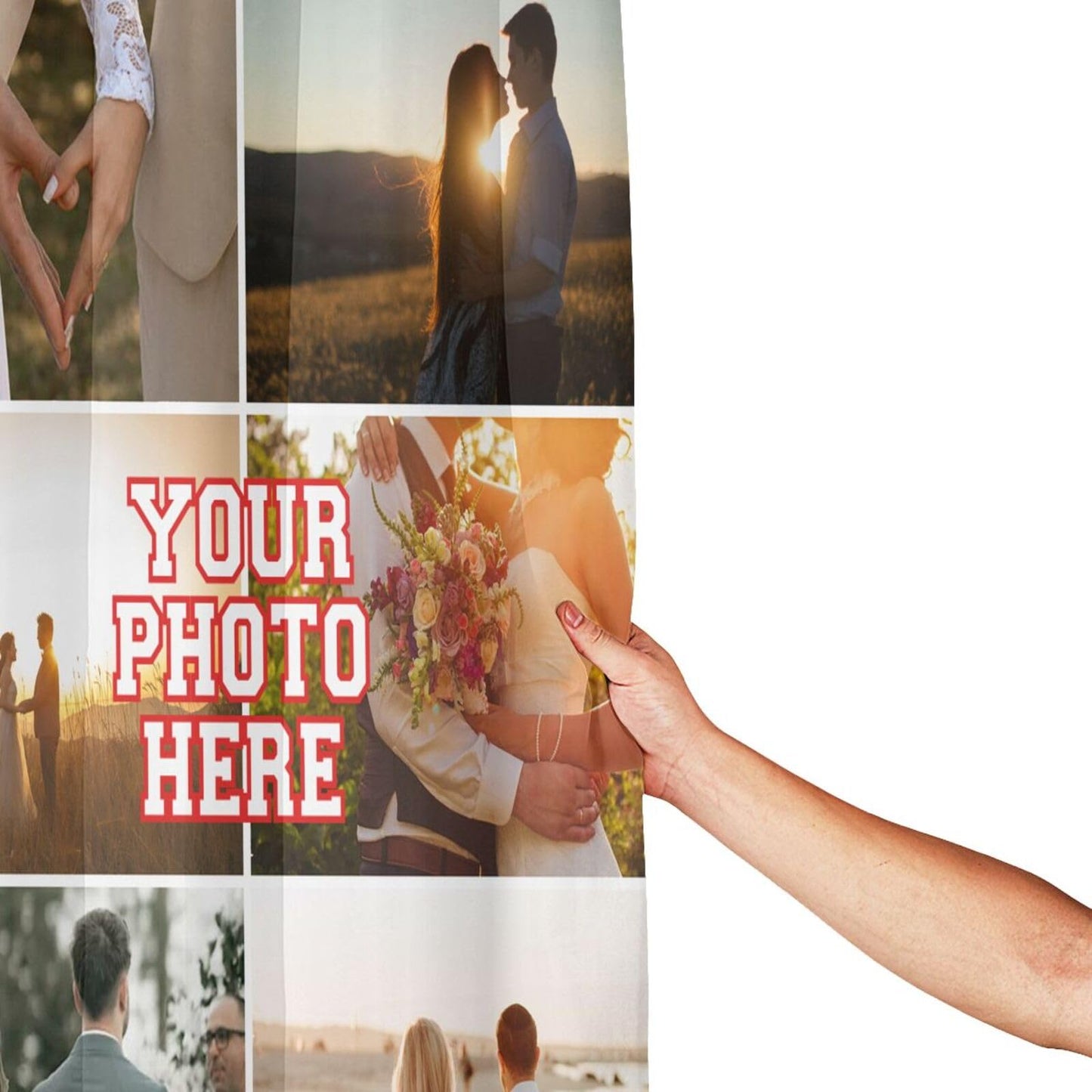Personalized Shower Curtain Custom Shower Curtains with 6 Photos Text Customized Shower Curtain for Bathroom with Hooks 72 Inch X 72 Inch