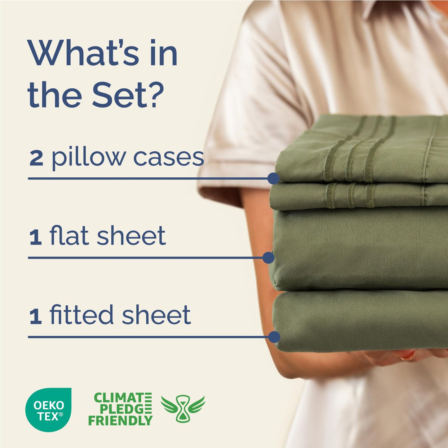 Full Size 4 Piece Sheet Set - Comfy Breathable & Cooling Sheets - Hotel Luxury Bed Sheets for Women and Men - Deep Pockets, Easy-Fit, Soft and Wrinkle Free Sheets - Sage Green Oeko-Tex Bed Sheet Set