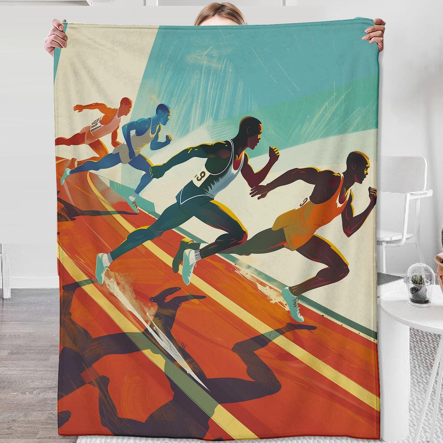 Zeleda Running Blanket for Adults Kids, Flannel Running Blankets Gifts, Running Throw Blanket for Sofa Couch Bed Living Room Soft Warm Cozy Running Runner Decor 60"" x 50""
