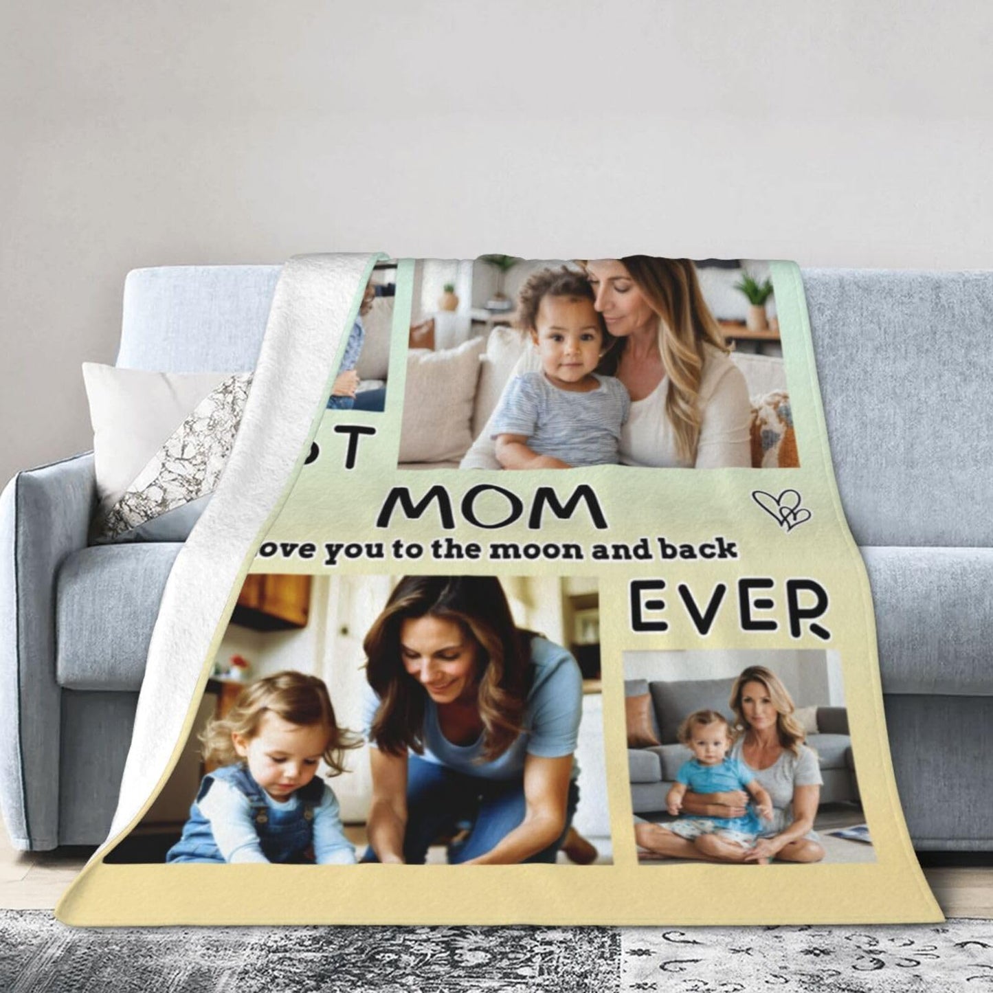Dewoofly Personalized Photos Flannel Throw Blankets Custom Gift for Your Best Mom Ever, Customized Blanket All Seasons for Birthday Mother's Day Presents 60"x50" (Print in USA)