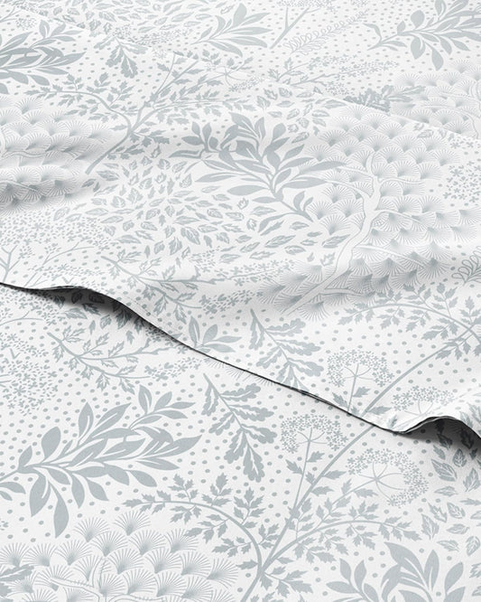 Floral Sheets - Grey Floral Bed Sheet Set - 1 Flat, 1 Fitted & 2 Pillowcases w/ Deep Pockets - Comfy, Wrinkle & Fade Free - Boho Botanical Bedding - Ultra-Soft, Breathable & Cooling - Queen Size