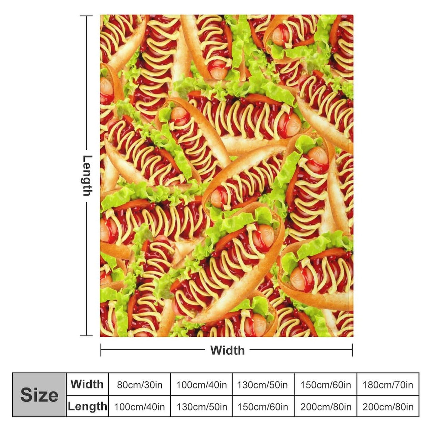 Throw Blanket for Teens Boys Girls and Adults Soft Warm Cozy Funny Food Midweight Flannel Blankets for Couch Sofa Bed Camping Travel Home Decor 50" X 60" (Hot Dog, Custom)