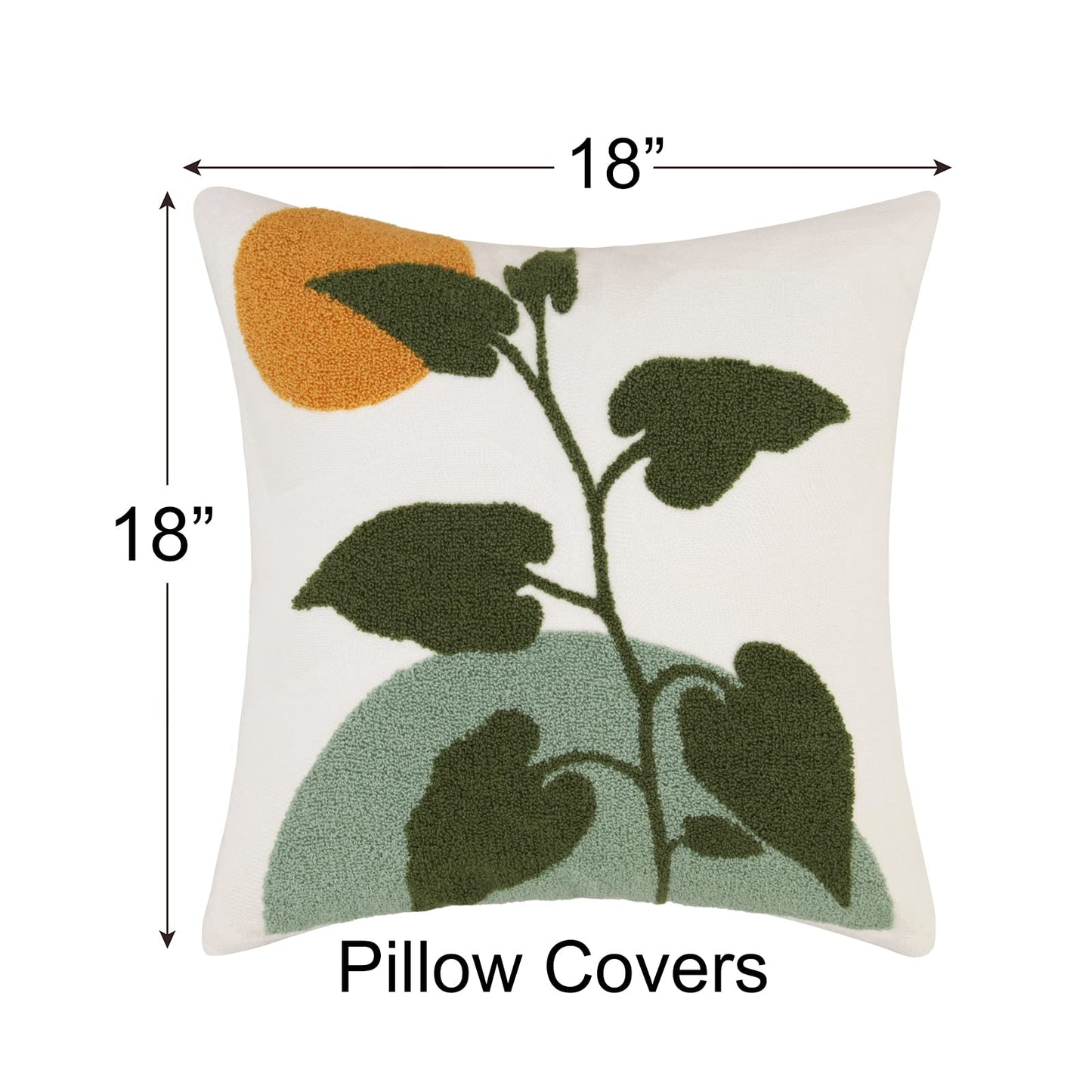 JASEN Abstract Boho Pillow Covers 18x18,Soft Mid Century Geometric Cactus Decorative Throw Pillows for Couch Bed Sofa Bedroom（Only 1 Pillow Cover）